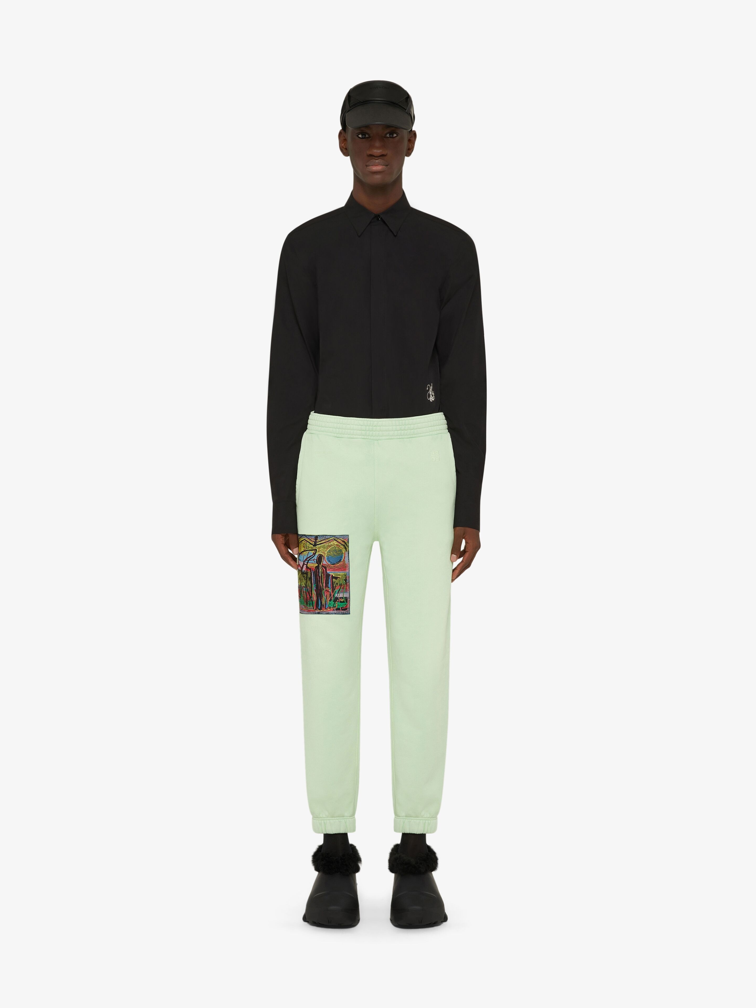 SLIM FIT JOGGER PANTS IN FELPA WITH REAPER EMBROIDERED PATCH - 2