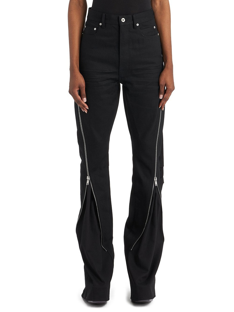 zip-embellished flared jeans 1