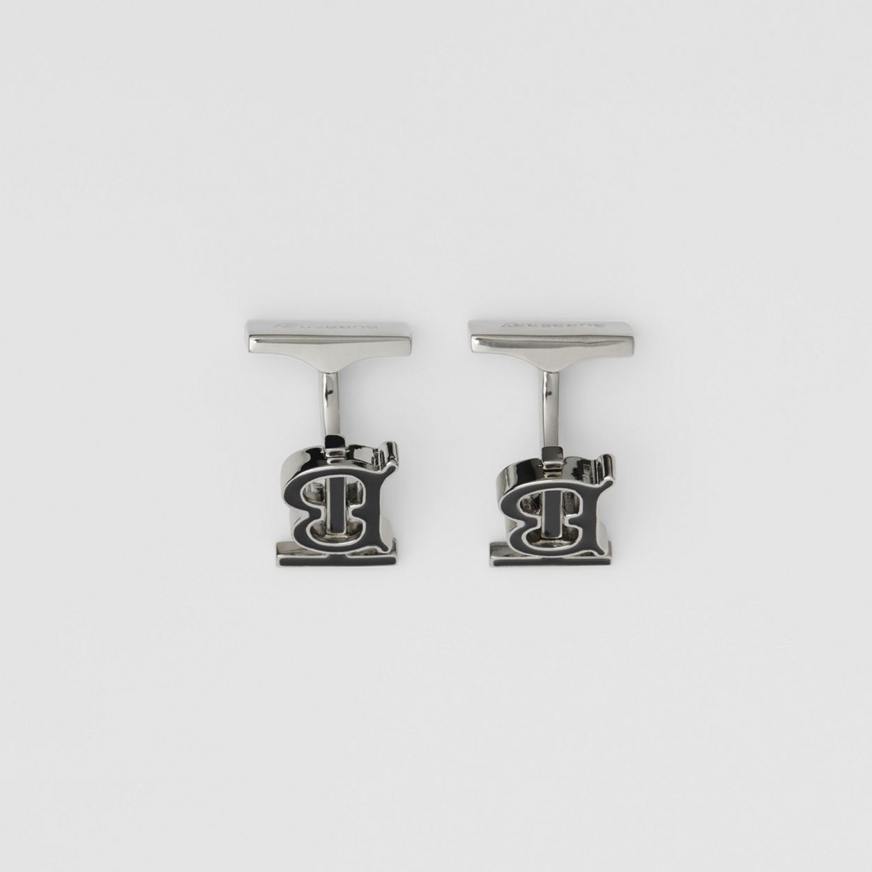 Monogram Motif Enamel and Palladium-plated Cufflinks - 3