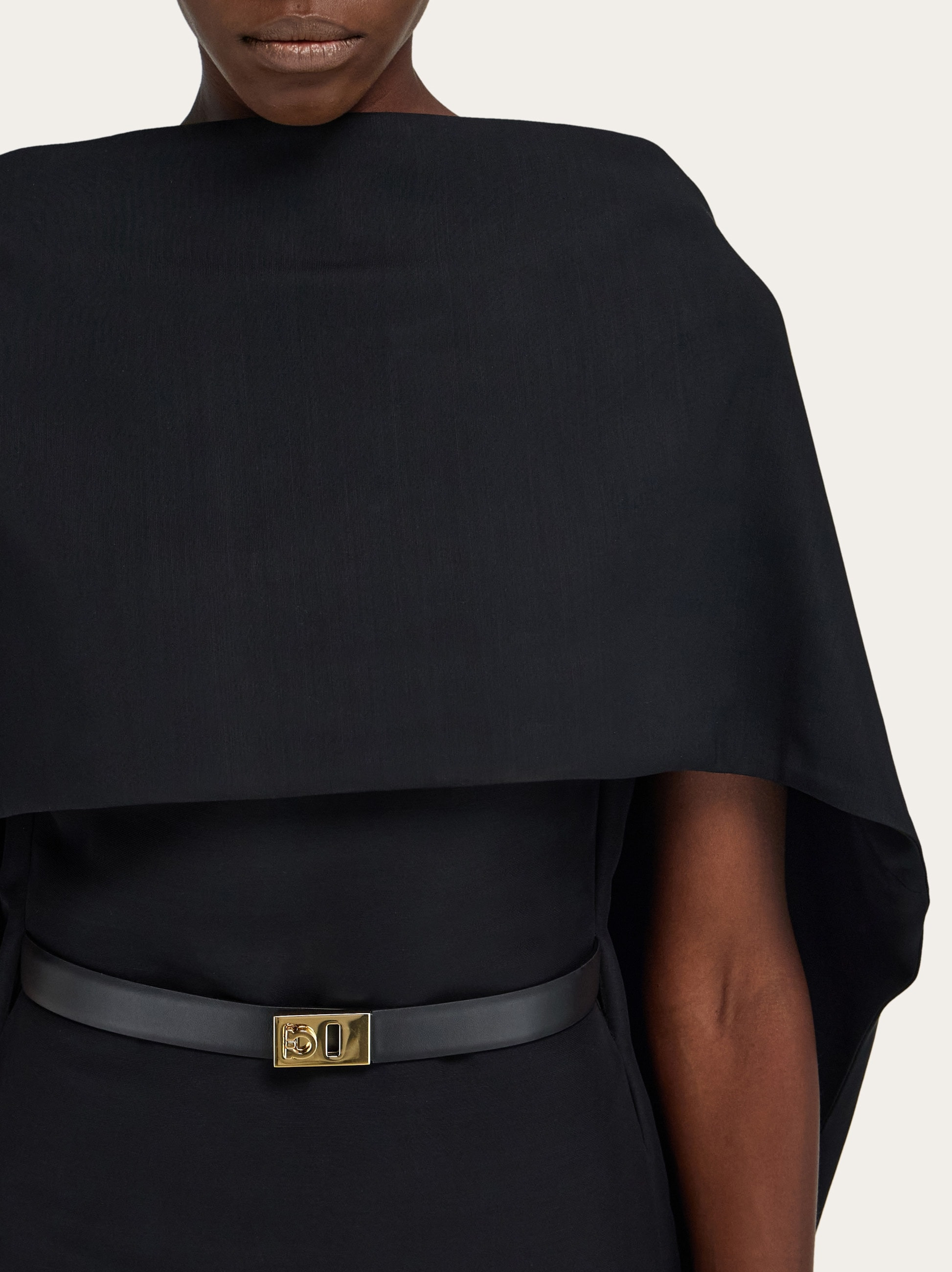 Belted midi dress with billowing front panel - 6