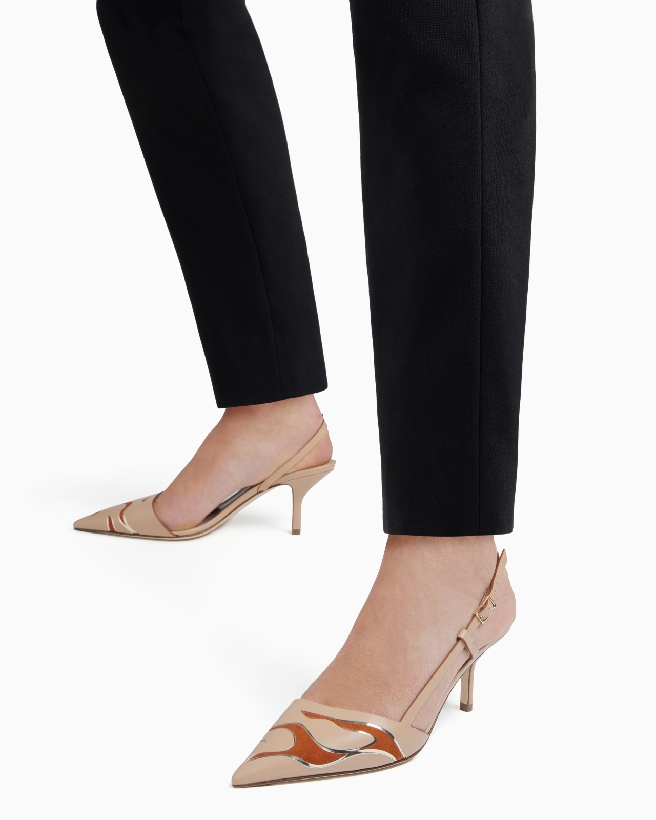 LEATHER AND SUEDE SLINGBACKS - 6