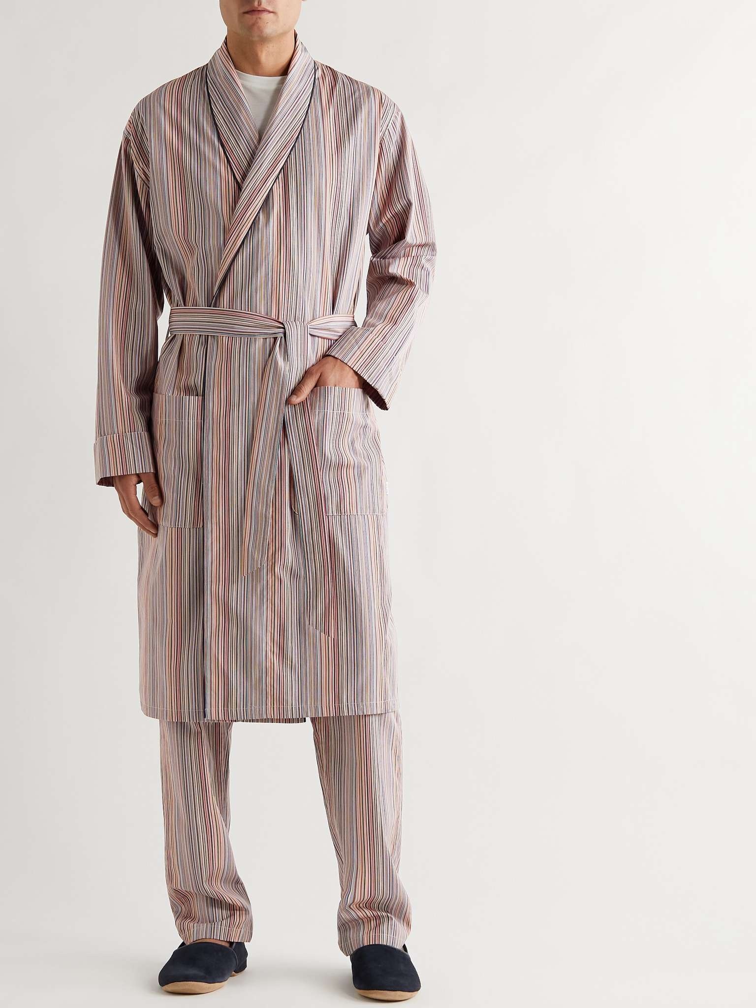 Belted Striped Cotton-Poplin Robe - 2