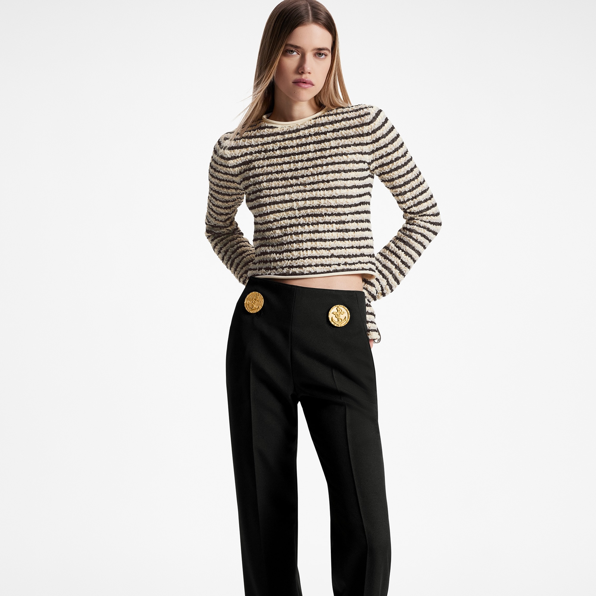 Oversized Anchor Button Dressy Pants - 5