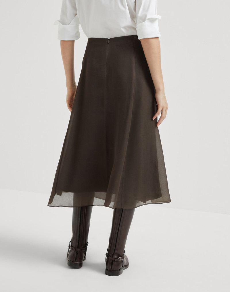 Brunello Cucinelli Crispy silk circle skirt outlook