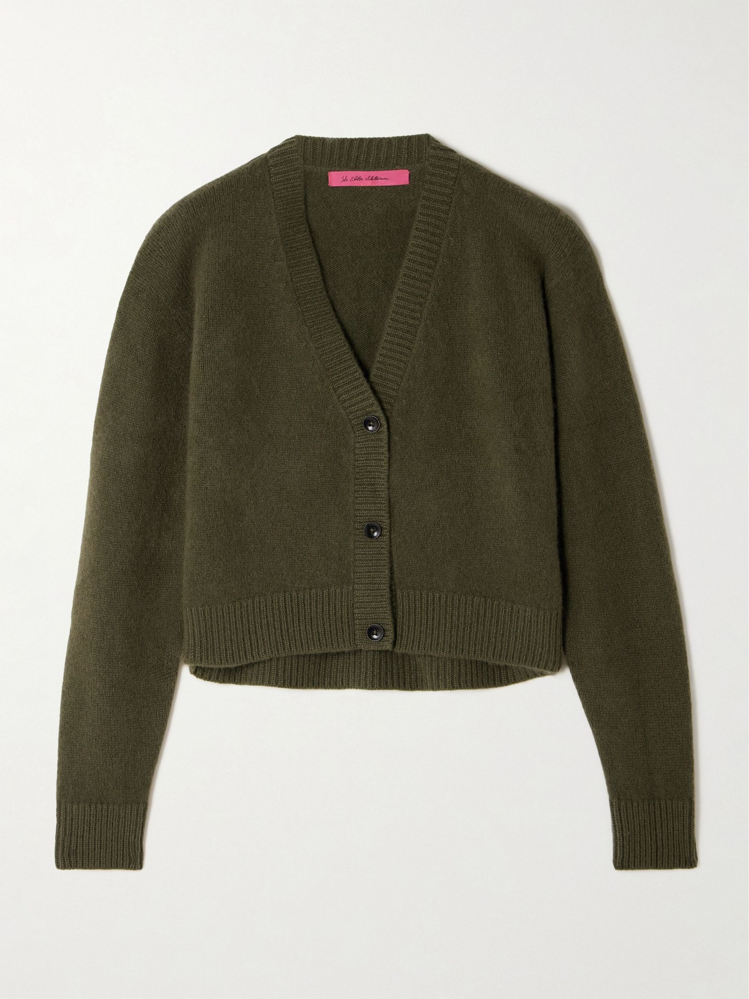 Cashmere cropped cardigan Green - 1