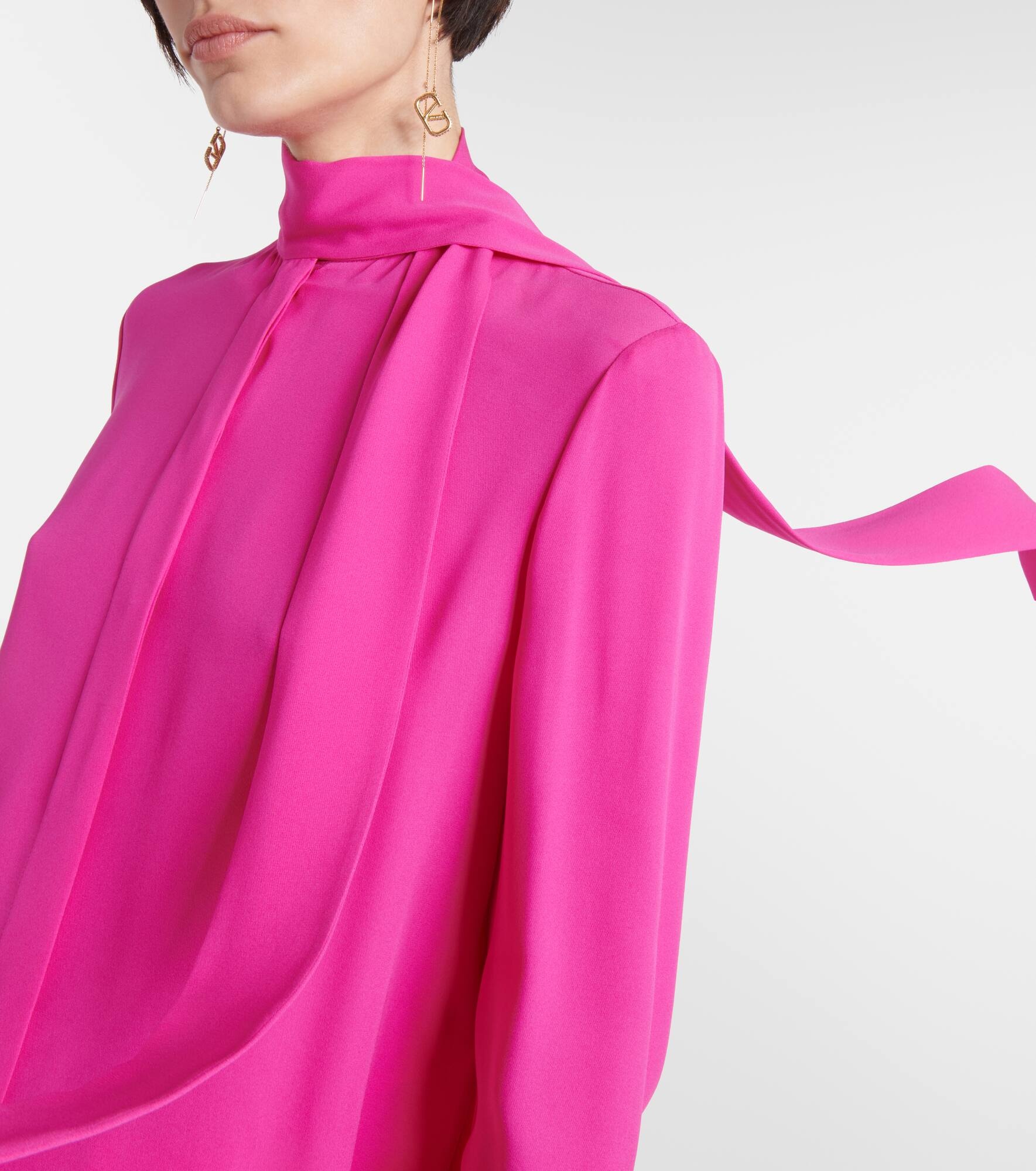 Tie-neck silk georgette blouse - 4