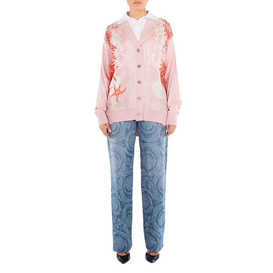 Versace Barocco Sea Panelled V-Neck Cardigan - 4