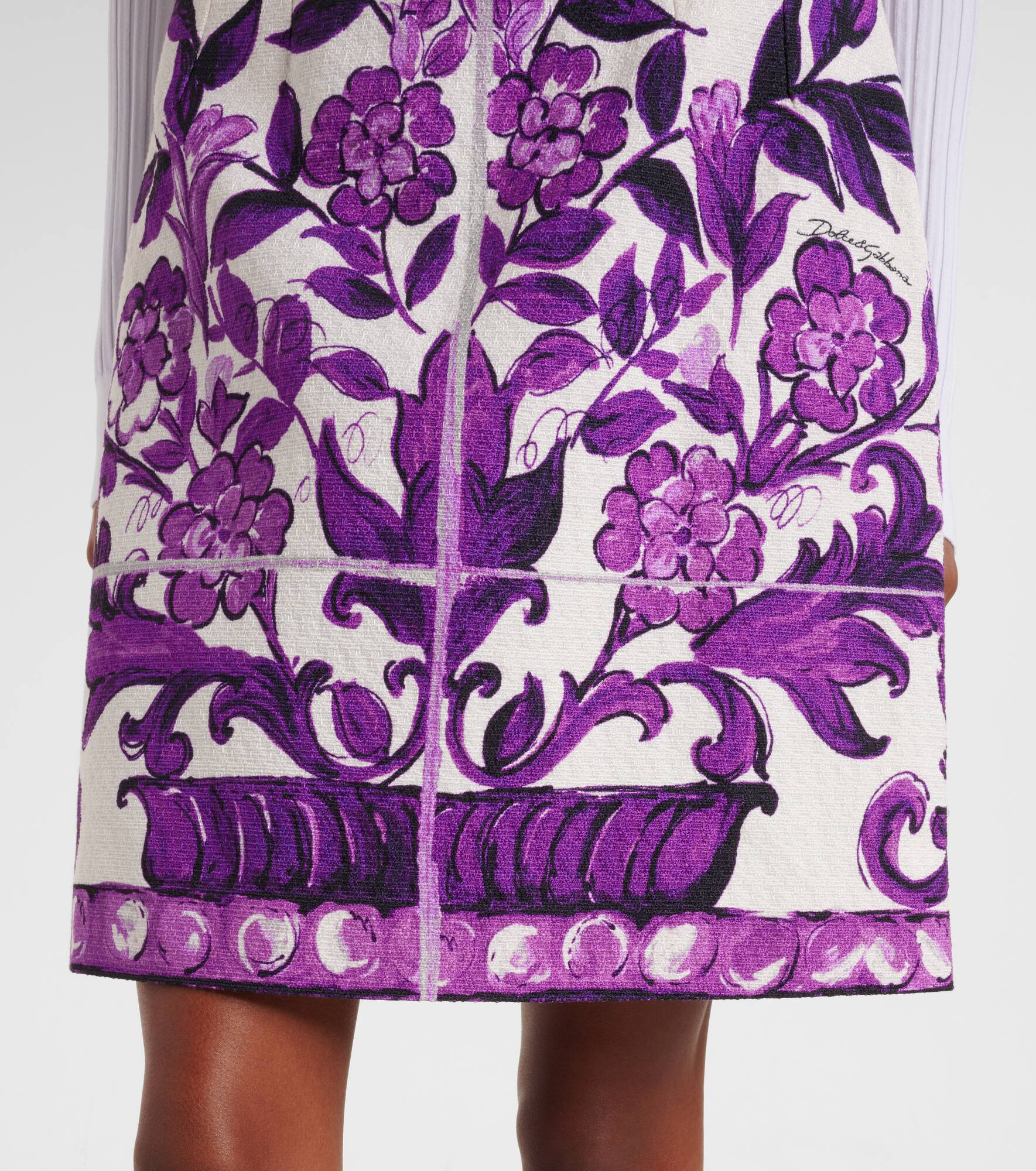 Majolica cotton and linen-blend miniskirt - 5