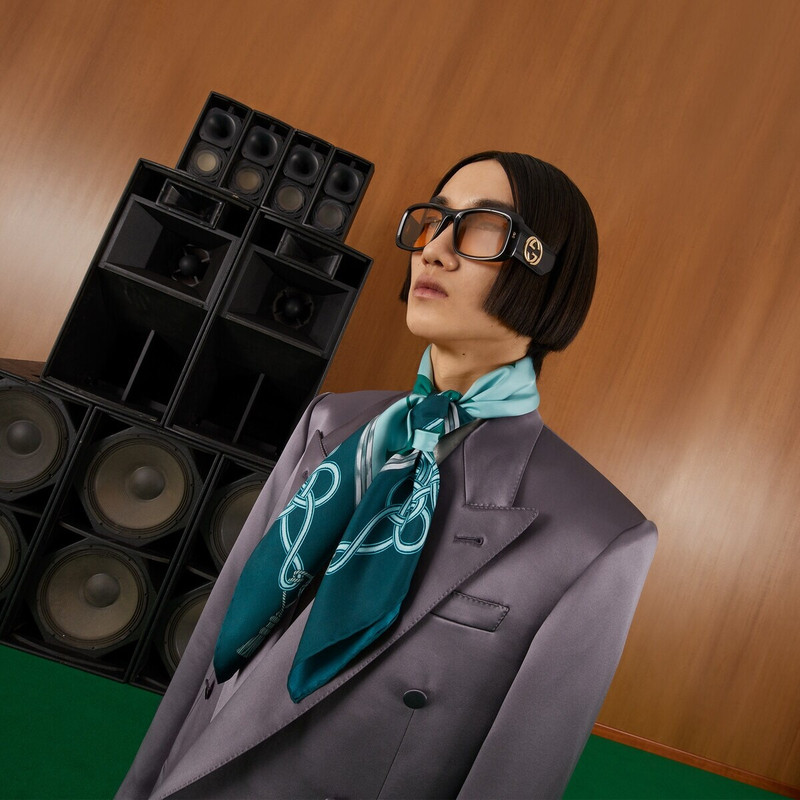 Double Gucci print silk scarf 3