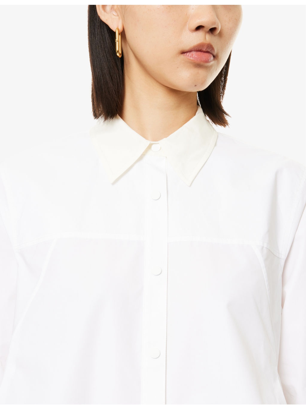 Flounce Hem Long-Sleeve Cotton-Silk Shirt - 5