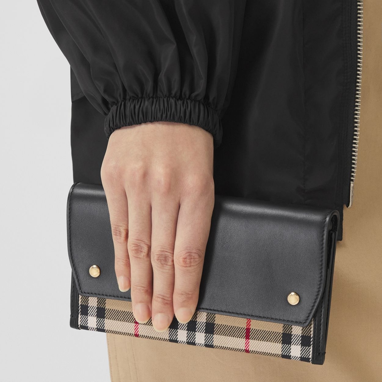 Vintage Check and Leather Phone Case with Strap - 3