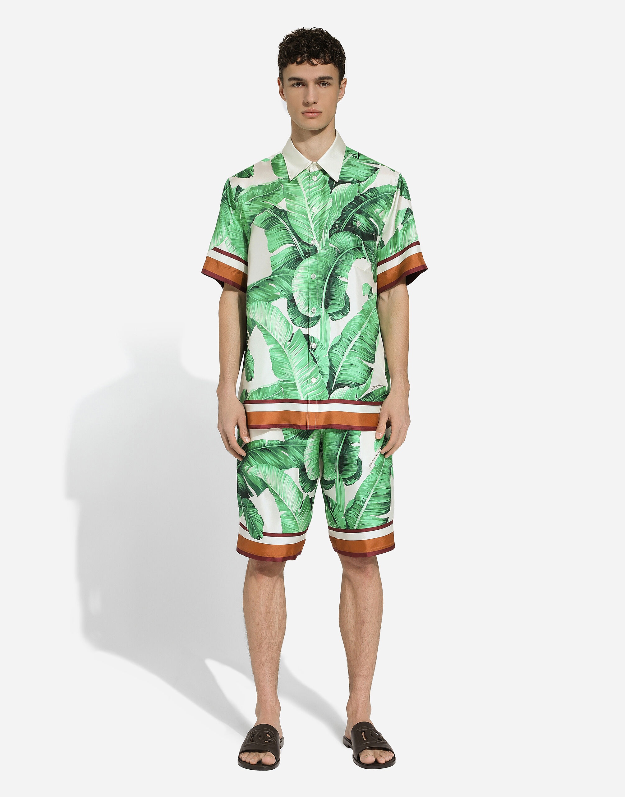 Banana-tree-print silk shorts - 2