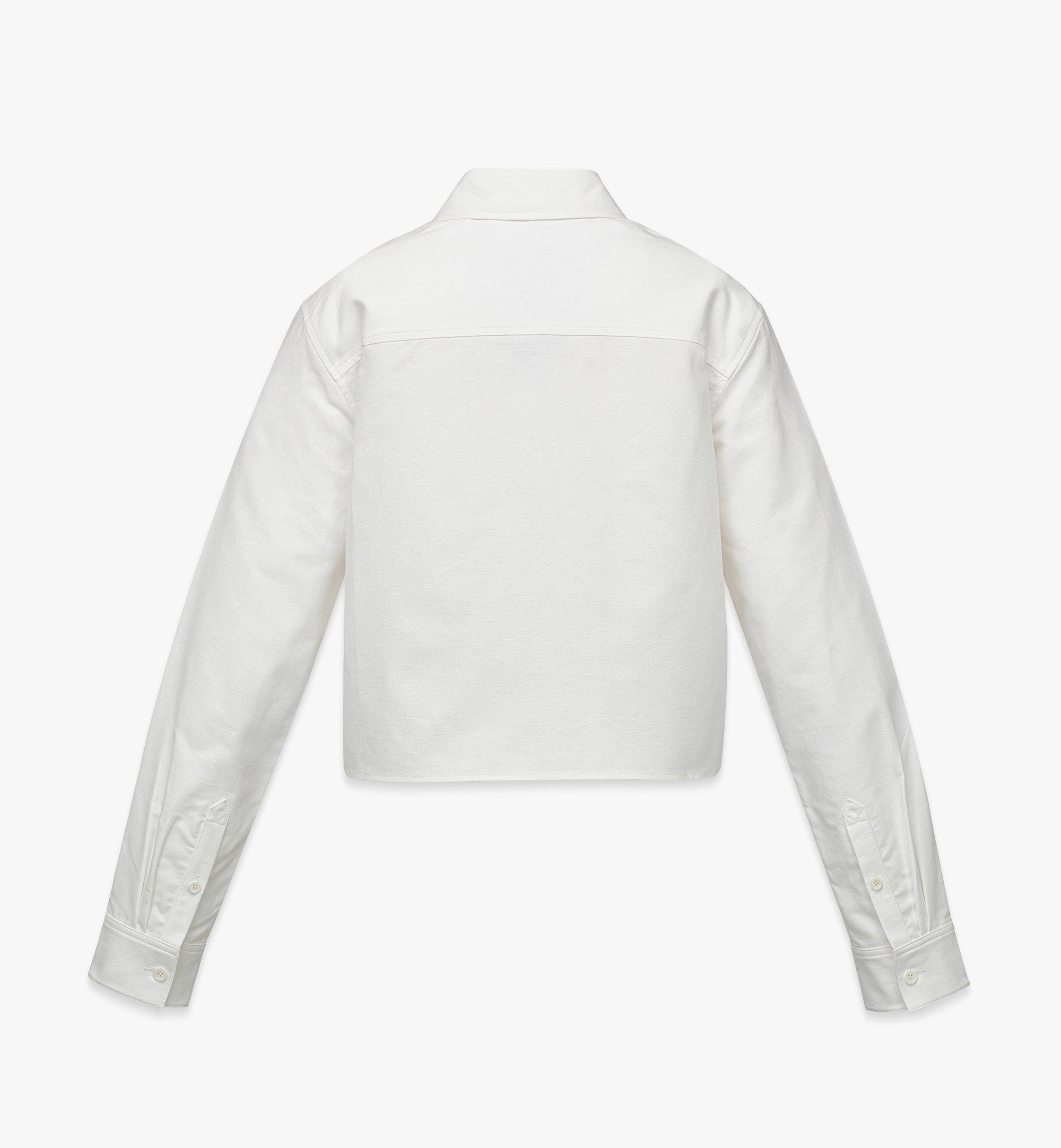 Cropped Oxford Shirt with Jacquard Pocket - 3