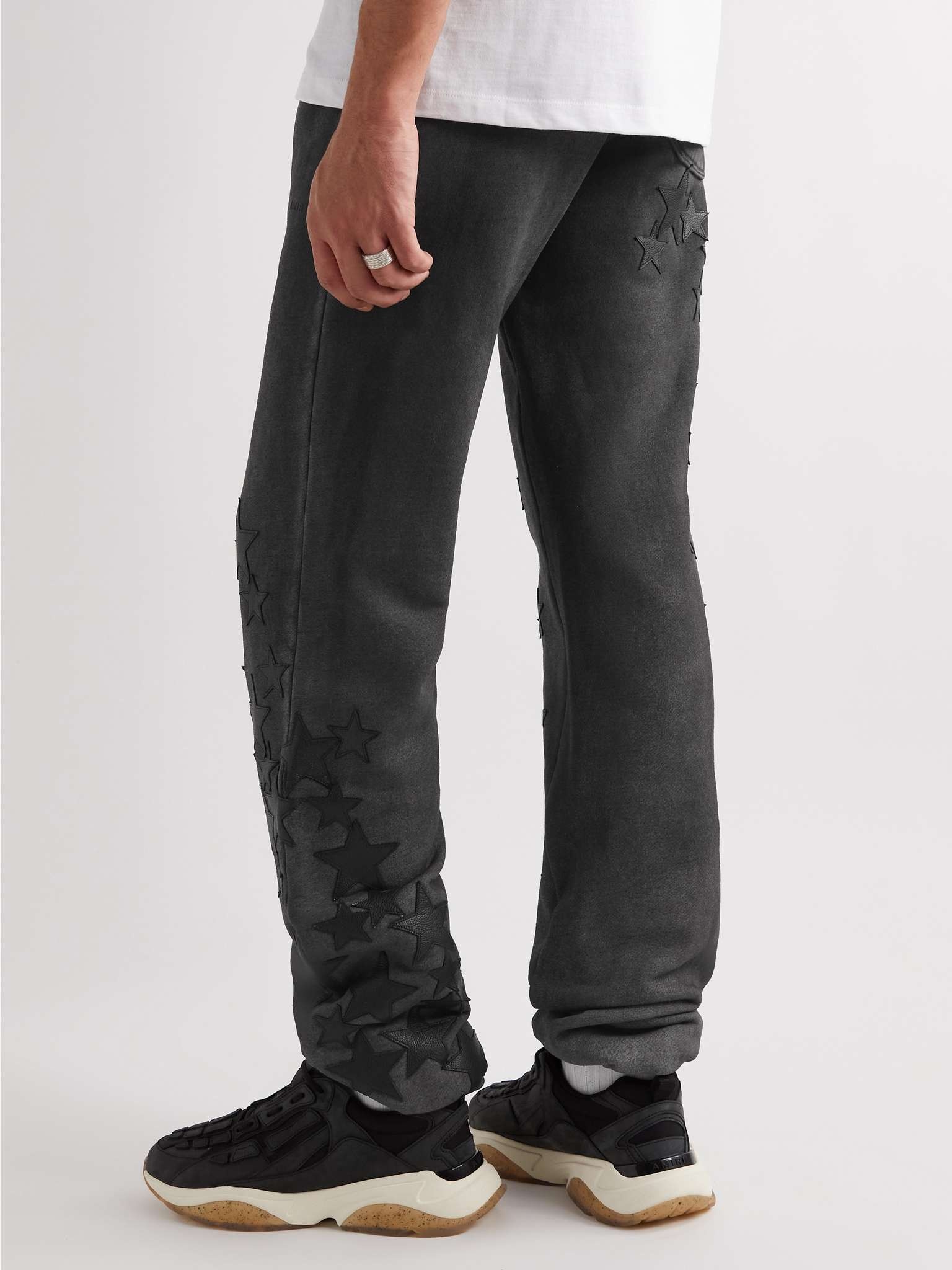 Pigment Spray Star Tapered Leather-Trimmed Cotton-Jersey Sweatpants - 4