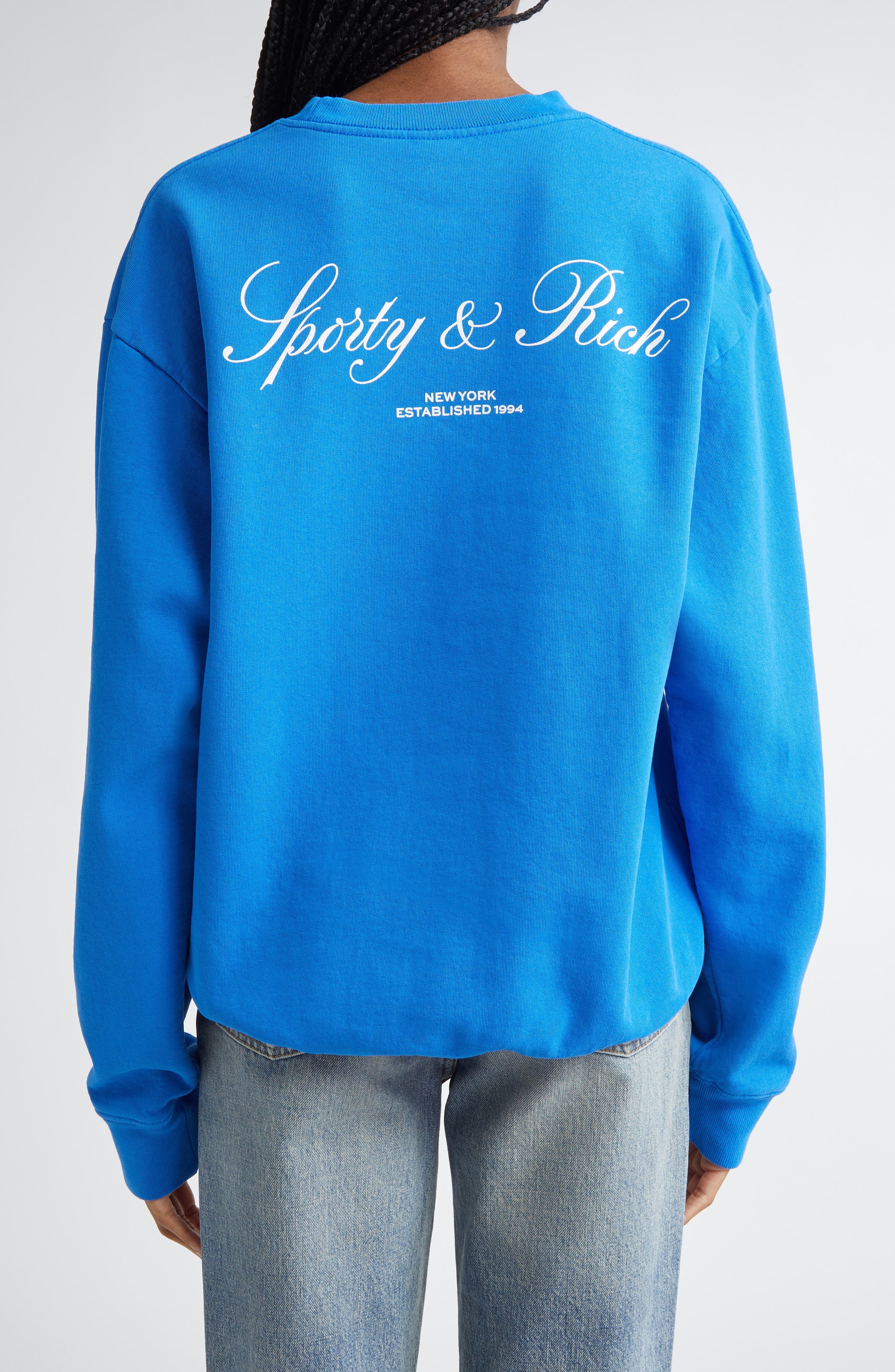 Sporty & Rich Vendome Resort Cotton Crewneck Sweatshirt in Paris Blue at Nordstrom - 2
