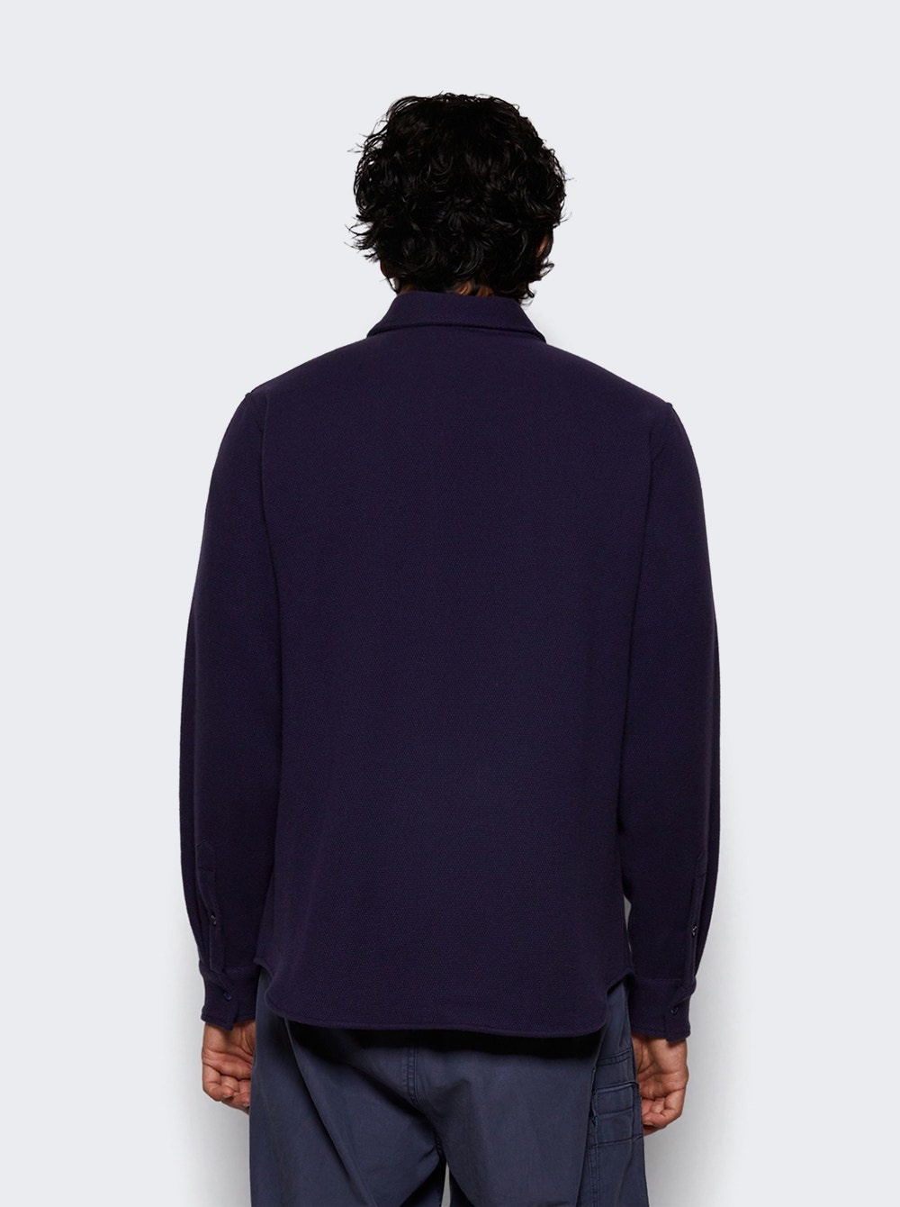 Midnight Sea Solid Cashmere Shirt Lapis Lazuli - 5