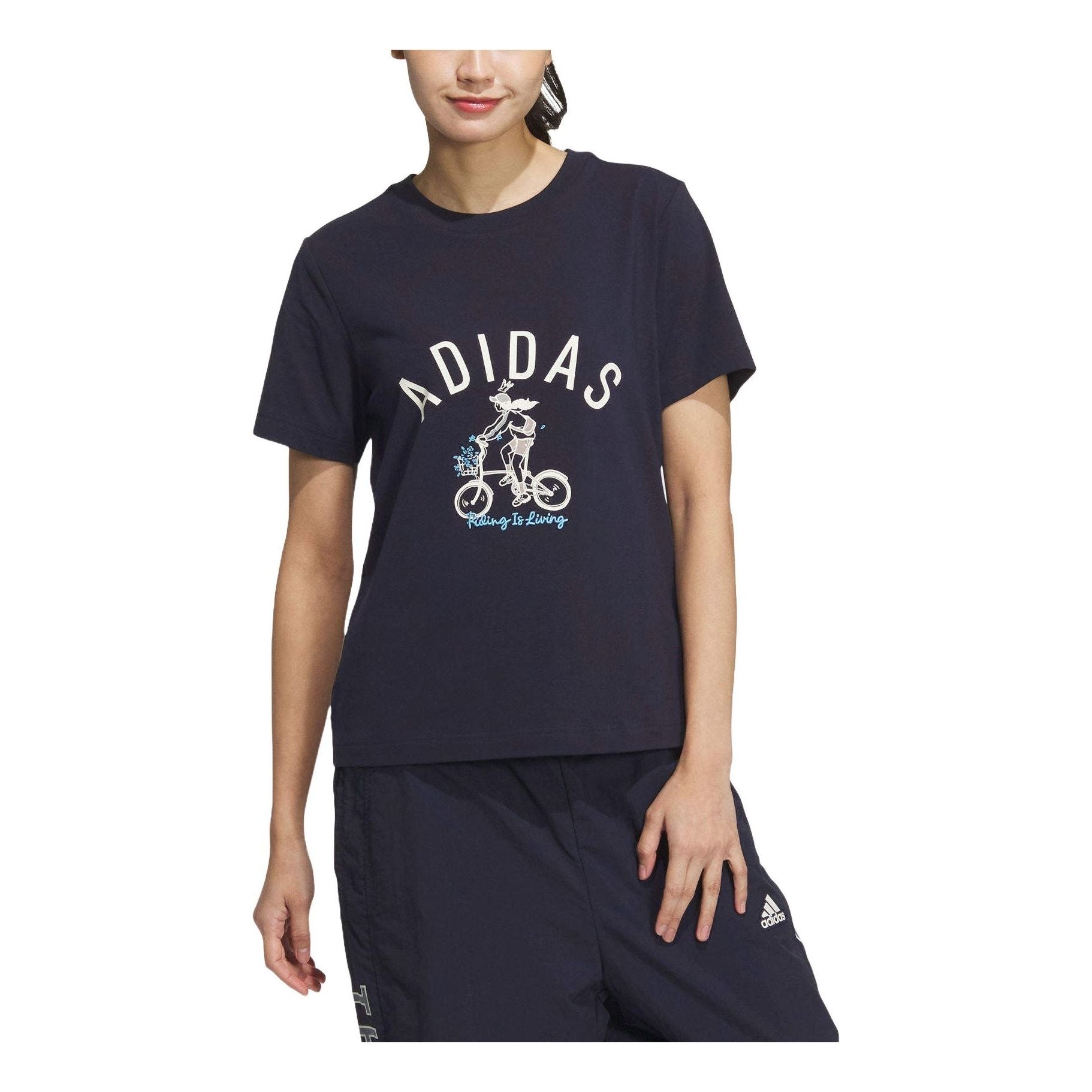 (WMNS) adidas Graphic T-Shirt 'Navy' JM4960 - 1