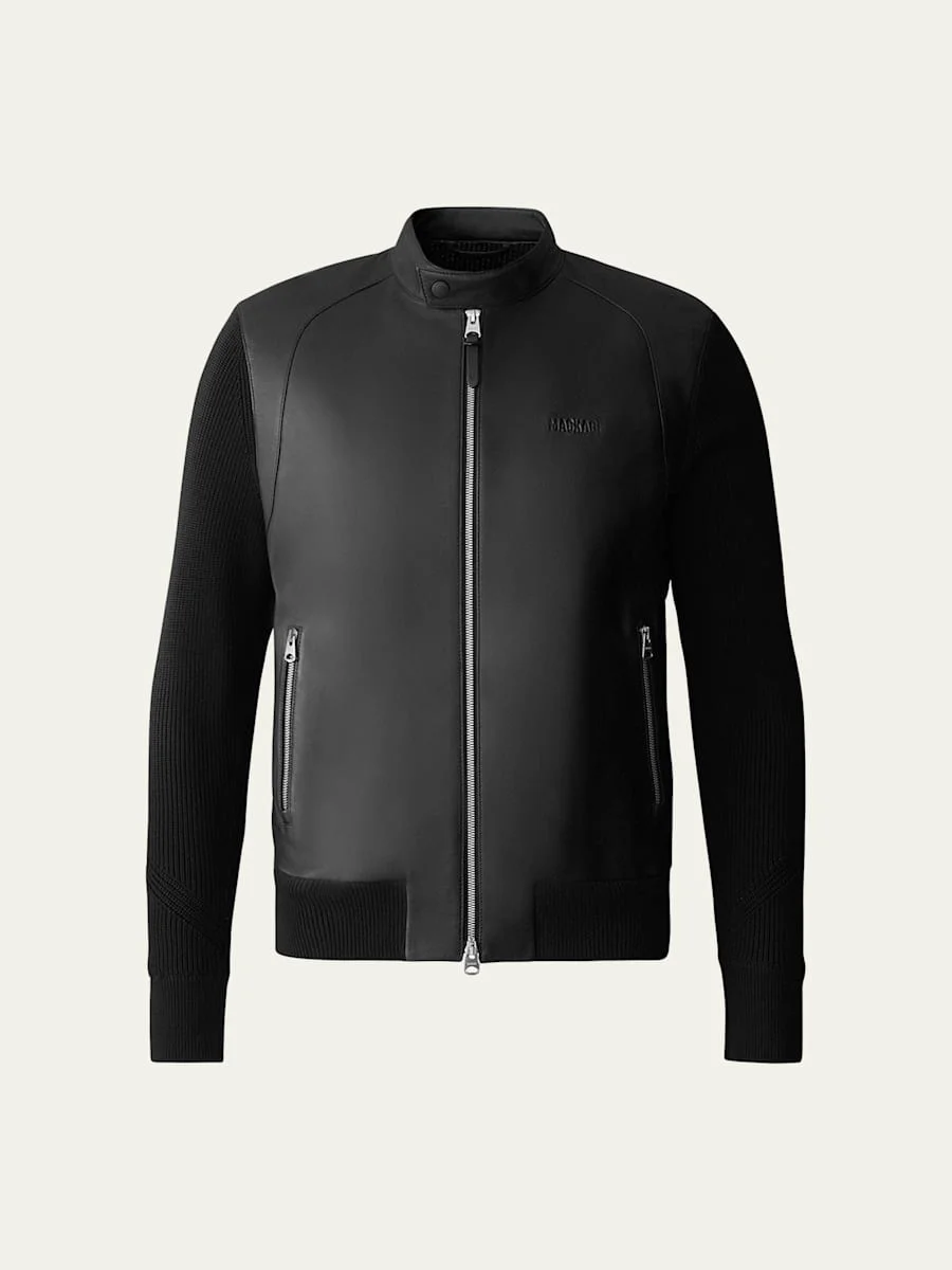 Men's Dominic Faux Leather Knit-Trim Jacket - 1