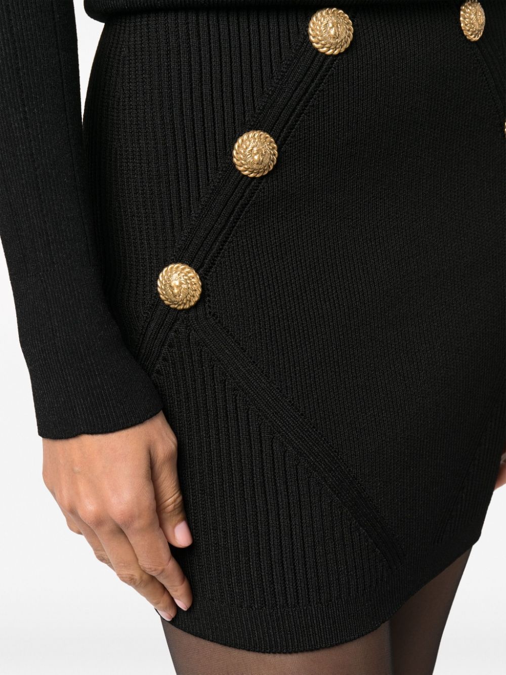 buttoned-embossed knit miniskirt - 5