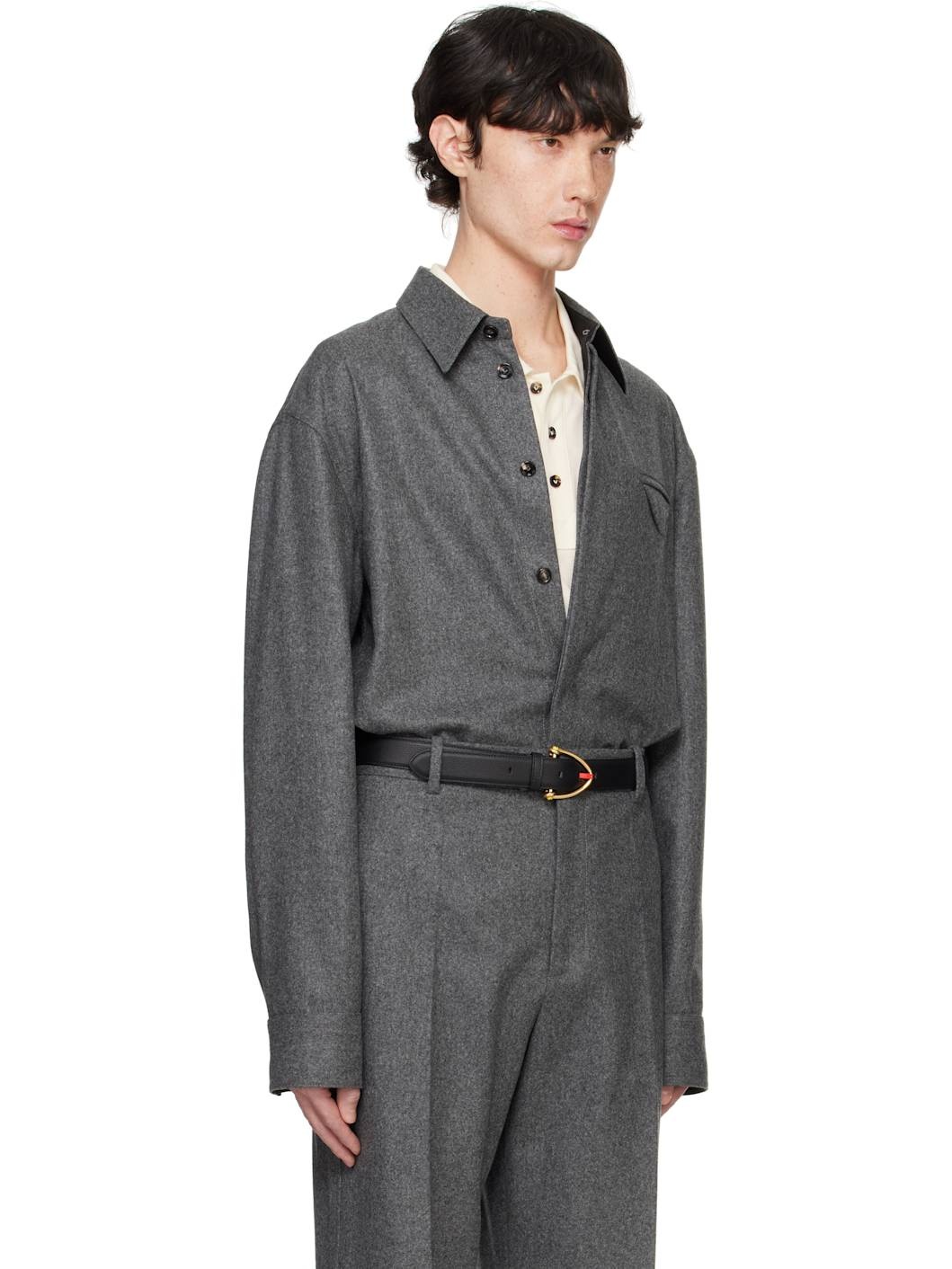 Gray Light Wool Flannel Shirt - 2