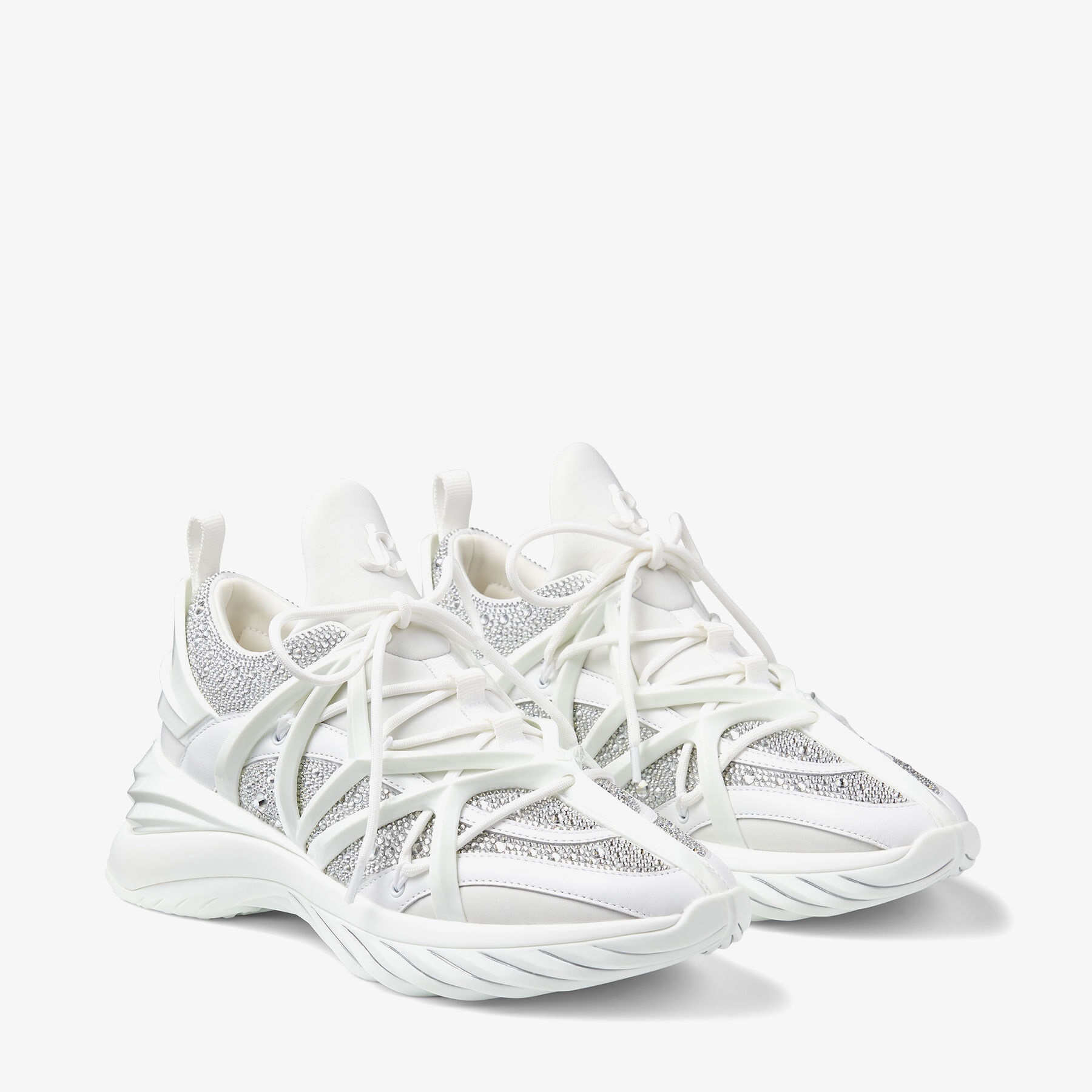 Cosmos/F
White Neoprene and Leather Low-Top Trainers with Crystals - 4