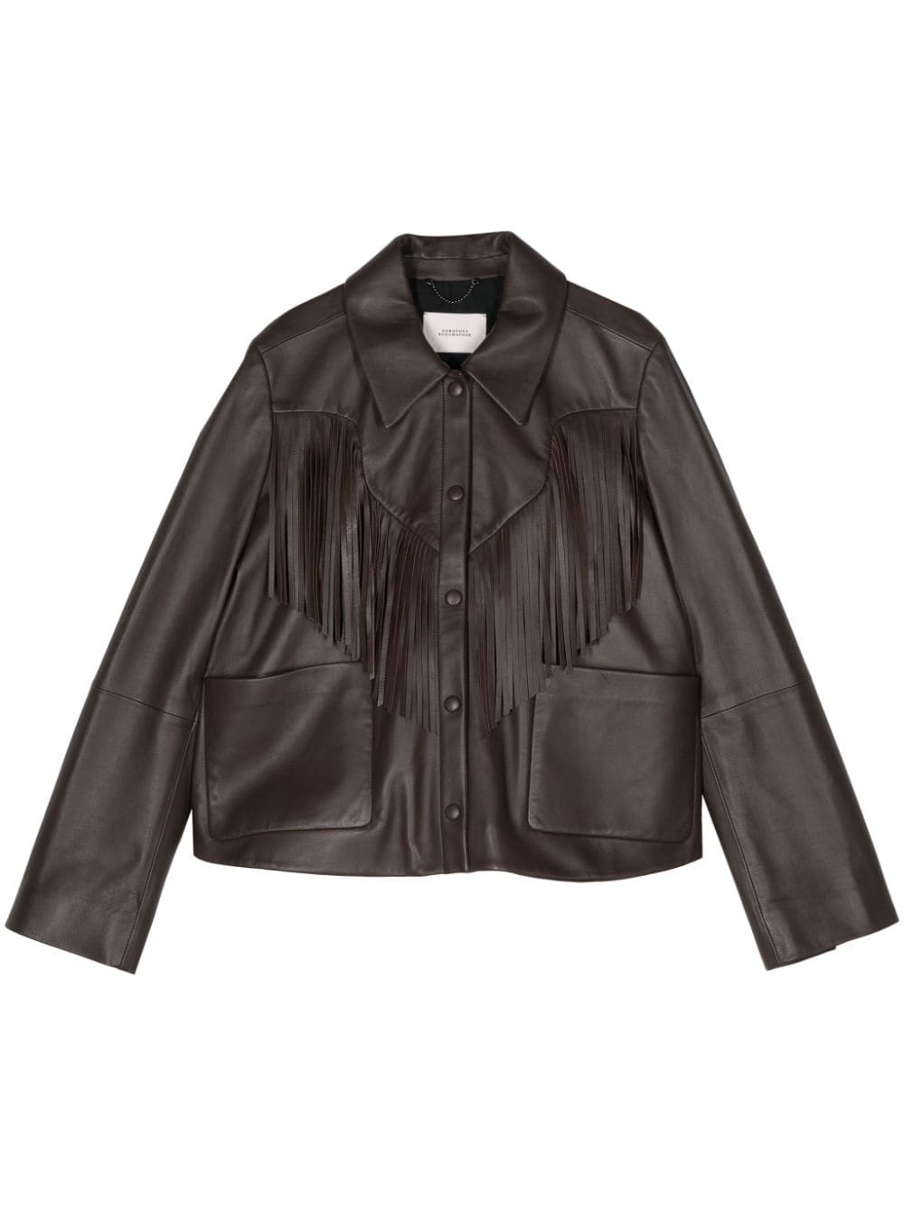 fringe-detail leather jacket - 1