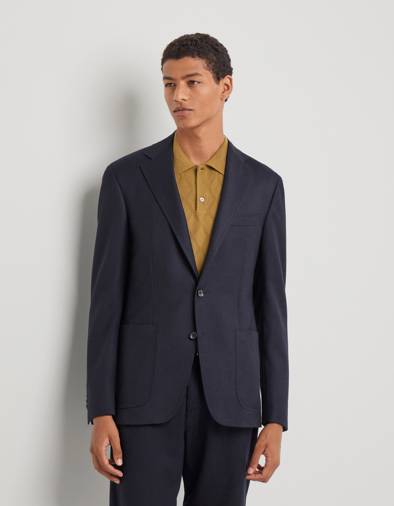 KEI NAVY BLUE MODERN-FIT JACKET IN PURE IMPECCABILE WOOL 3