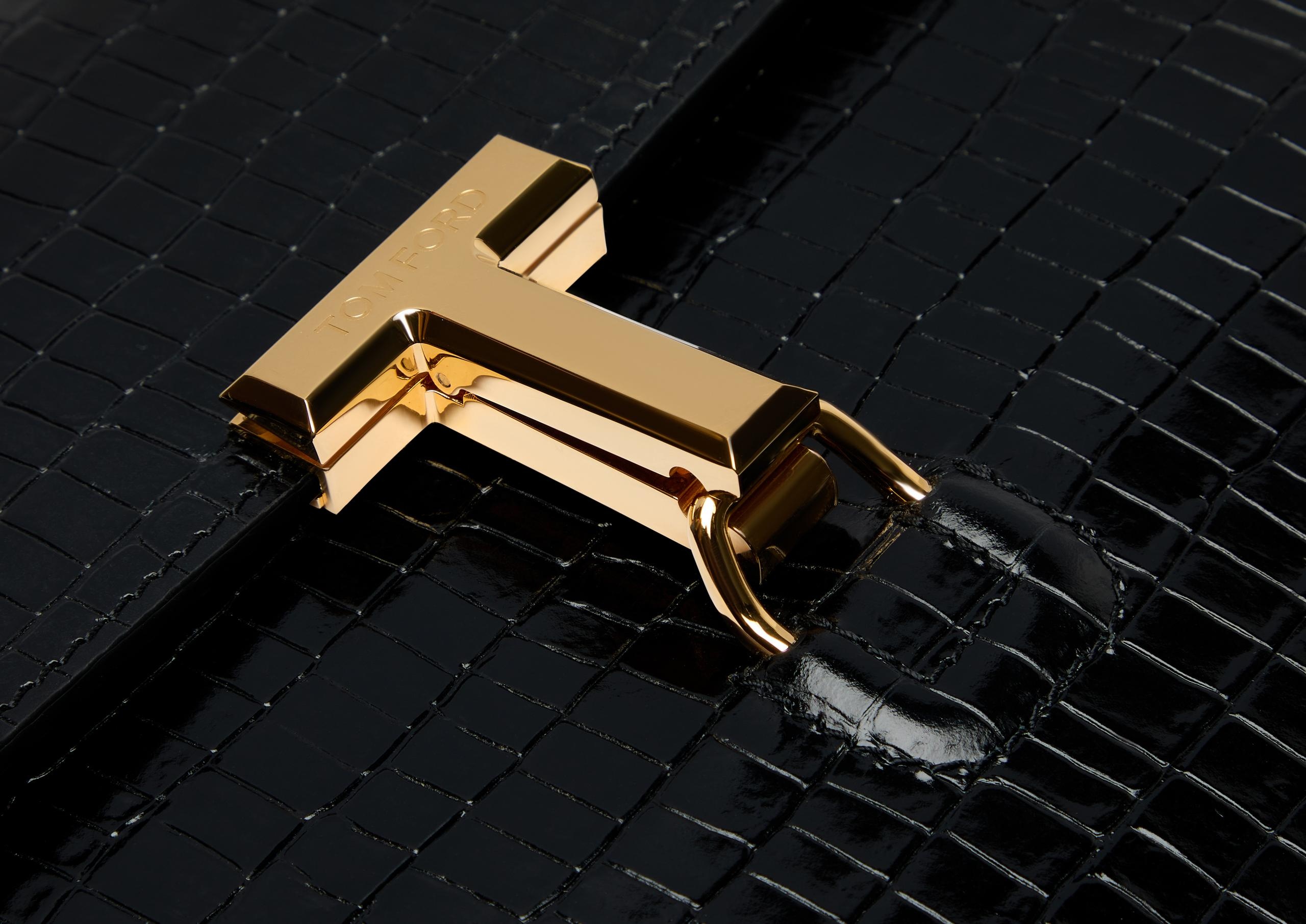 GLOSSY PRINTED CROC T PIN PORTFOLIO - 5
