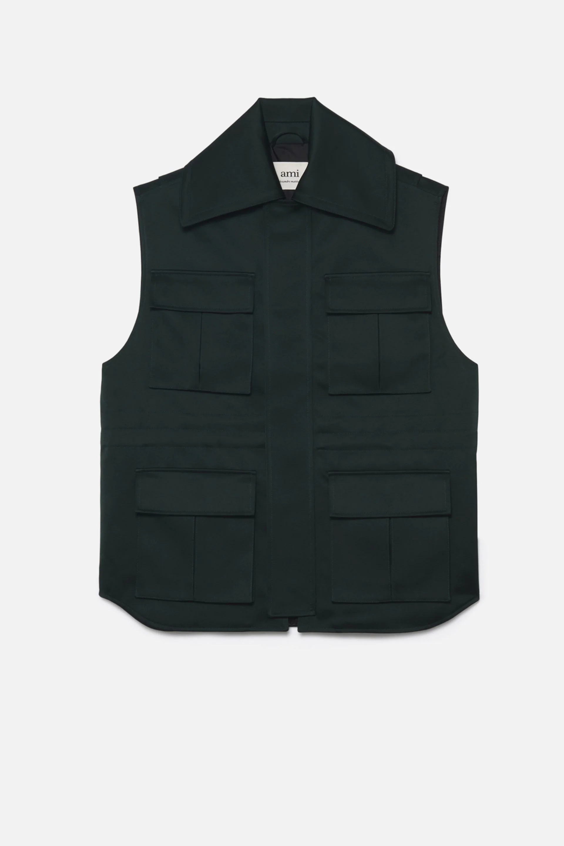 Sleeveless Jacket With Patch Pockets - 1