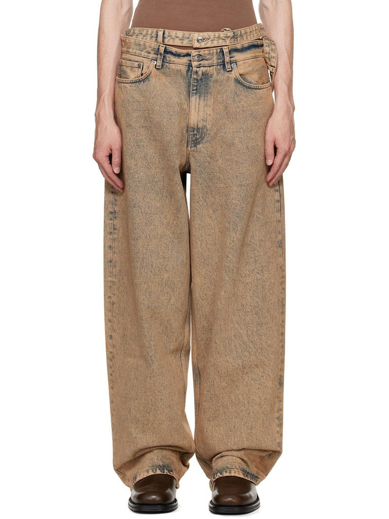 Beige Multi Waistband Jeans - 1