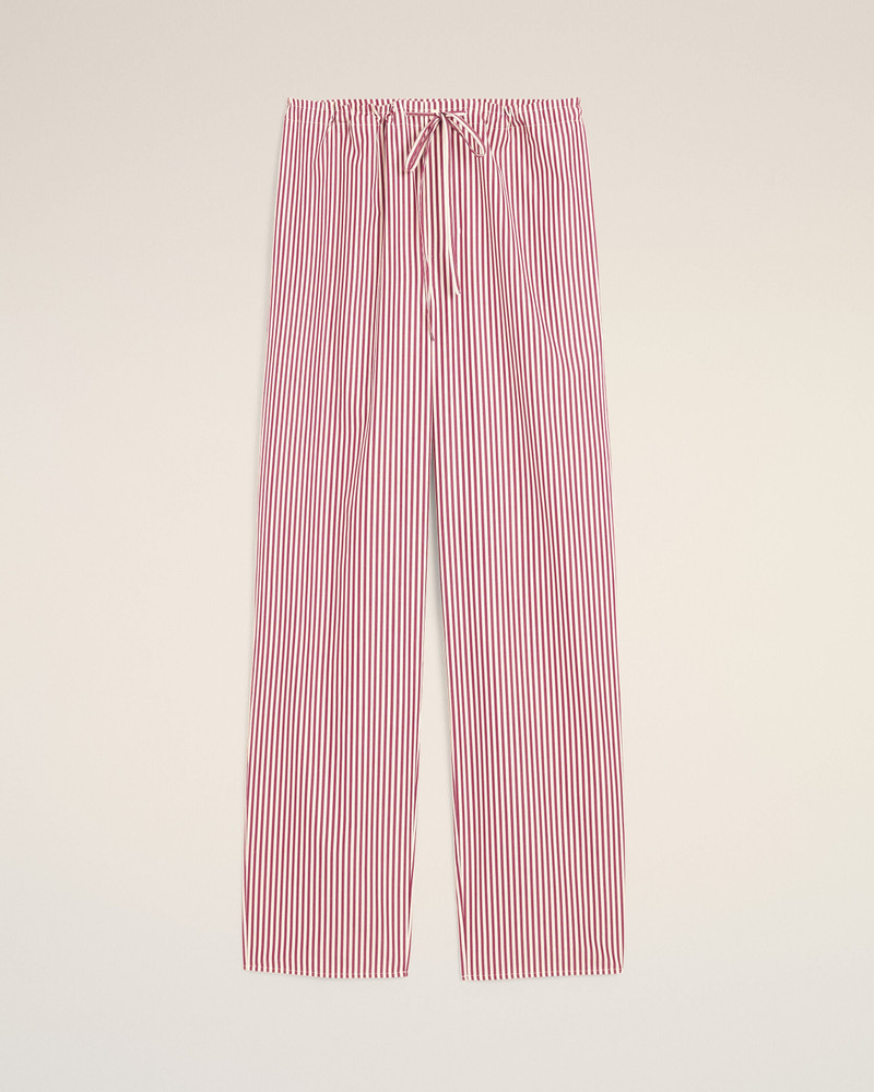 WHITE ELASTICATED-WAIST STRIPED COTTON TROUSERS 1