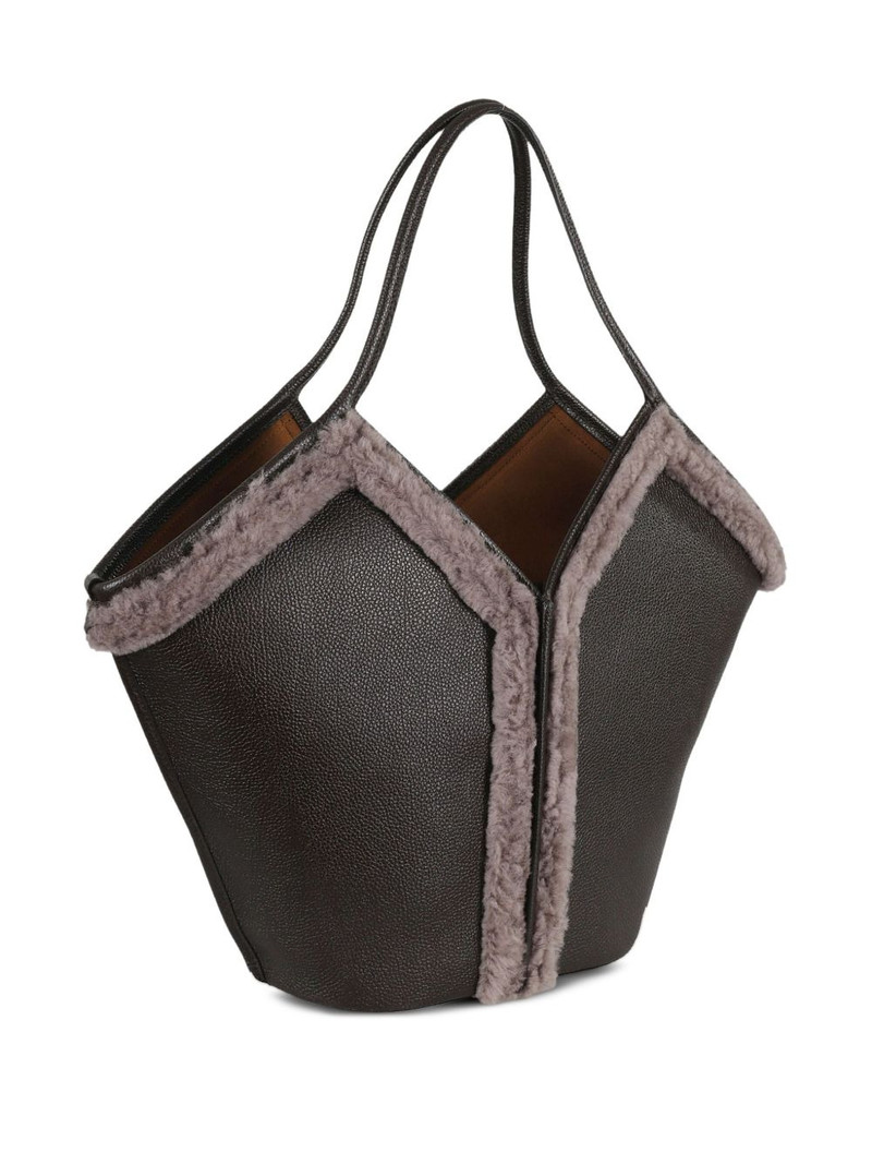 shearling-trimmed tote bag 3