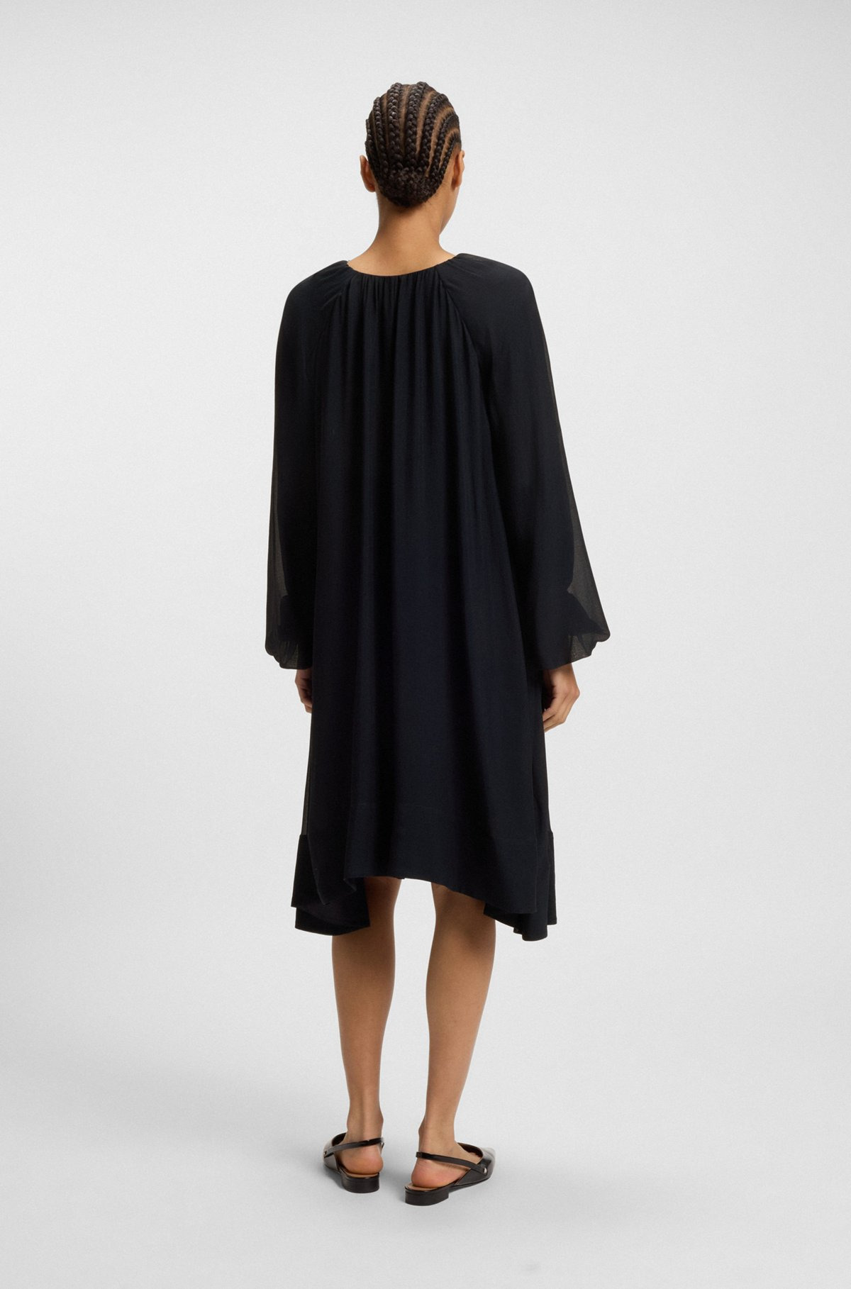 TWO-LAYERED REGULAR-FIT DRESS IN SILK CHIFFON - 4