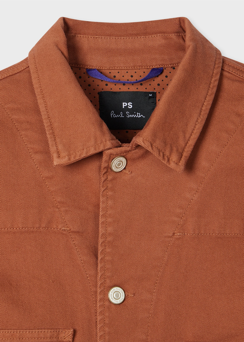 Paul Smith Rust Stretch Cotton-Twill Embroidered Stripe Chore Jacket outlook