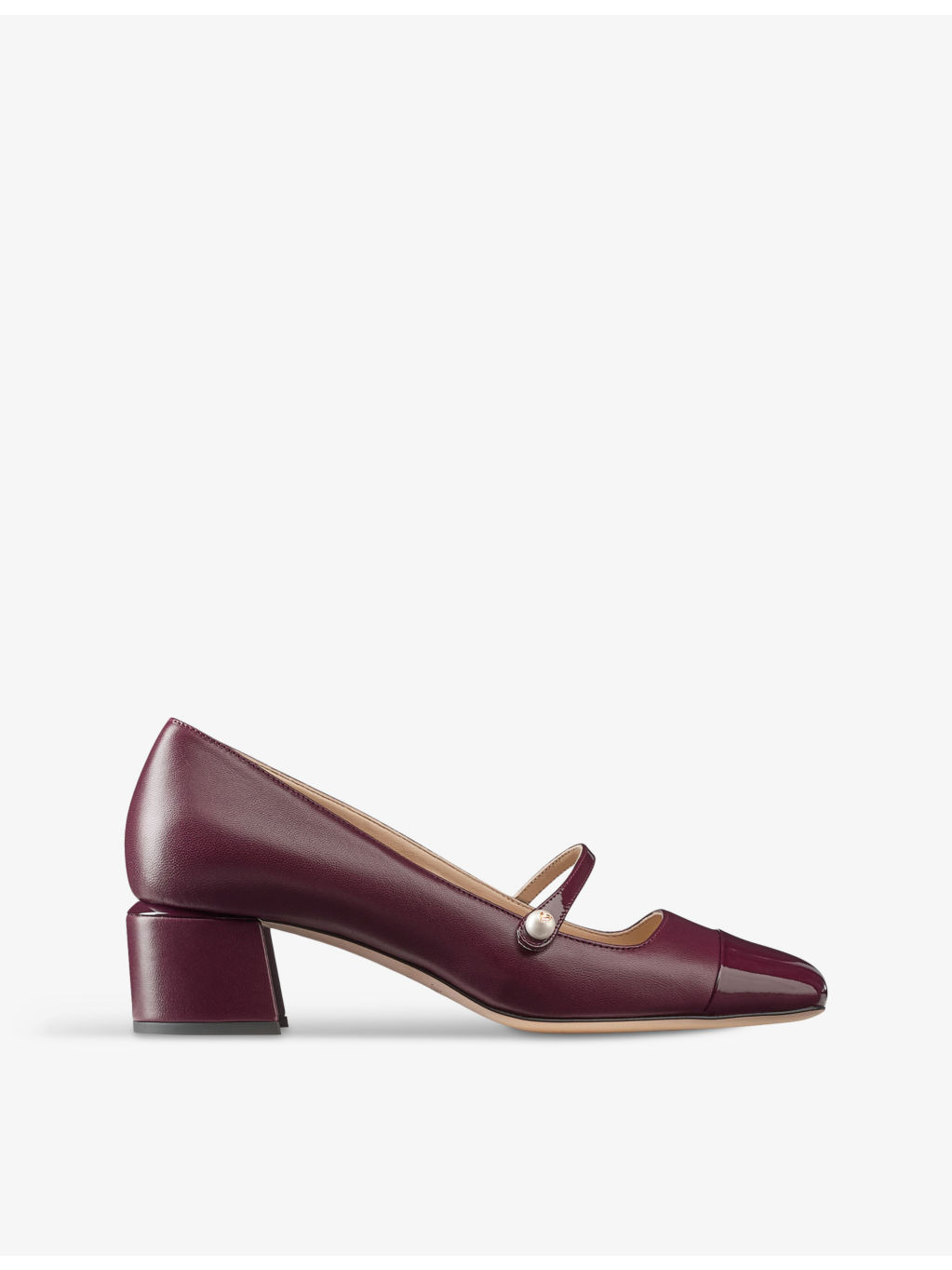 Elisa 45 faux pearl-embellished patent-leather heeled courts - 1