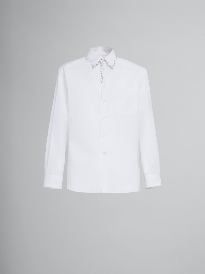 WHITE POPLIN SHIRT WITH BEAD MENDING - 1