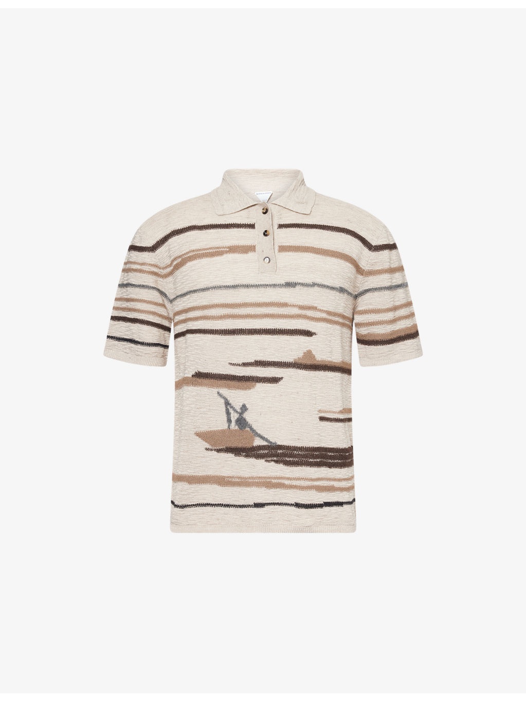 Graphic-Embroidered Cotton and Linen-Blend Polo Shirt - 1
