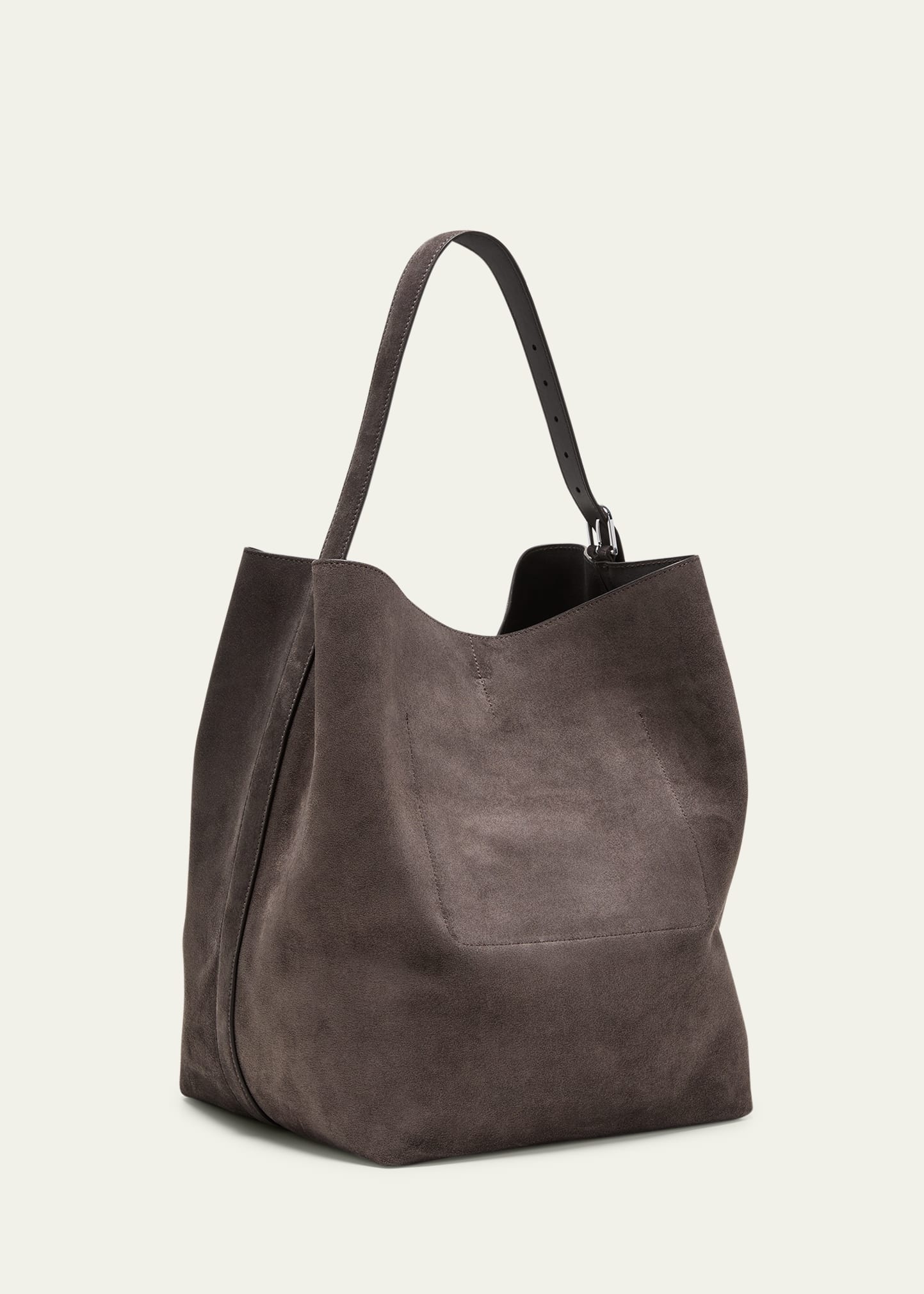 Large Belted Suede Tote Bag - 3