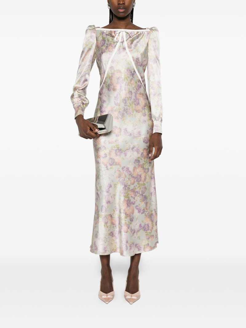 Alessandra Rich bow floral silk midi dress outlook