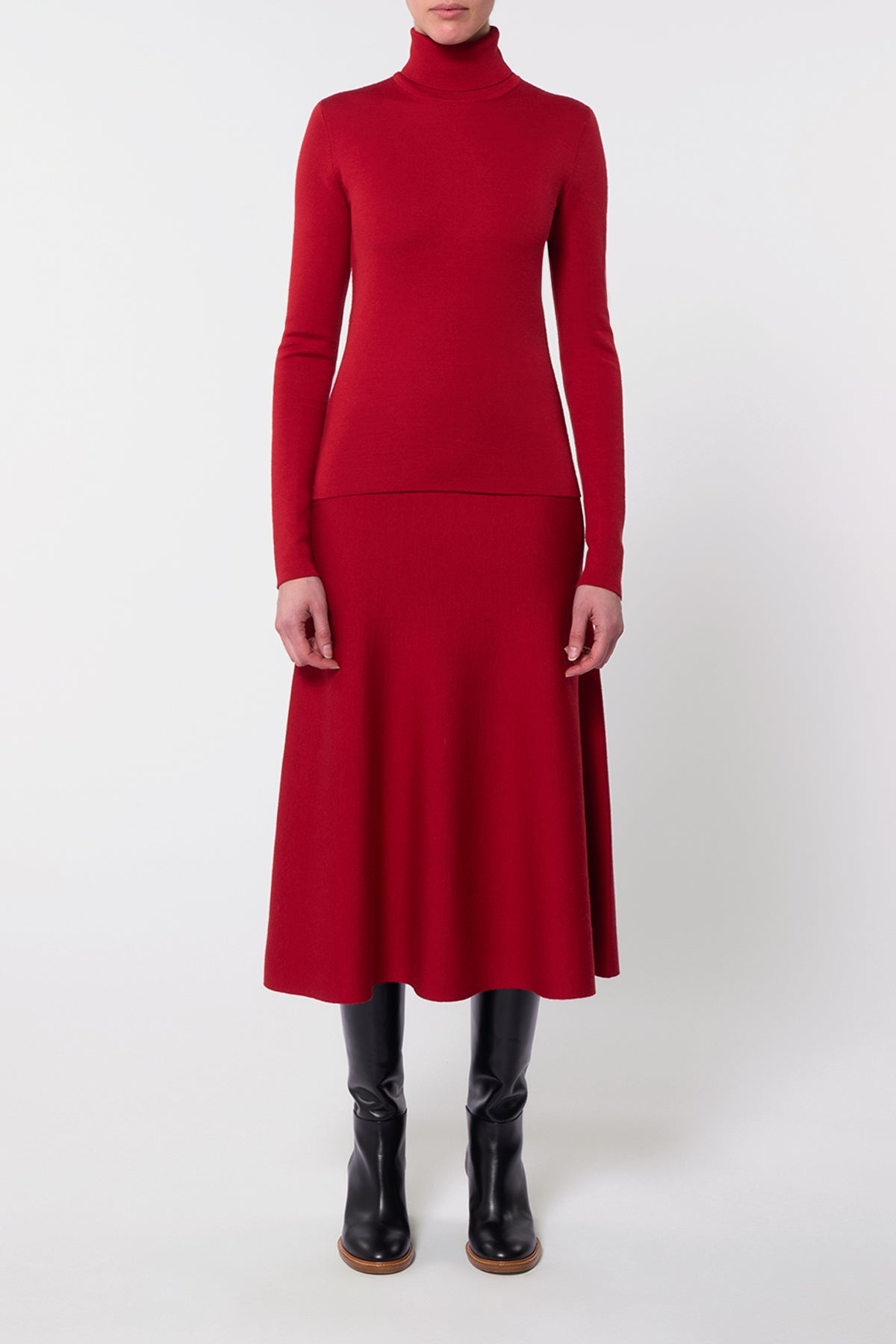 May Knit Turtleneck in Scarlet Red Merino Wool Cashmere - 2