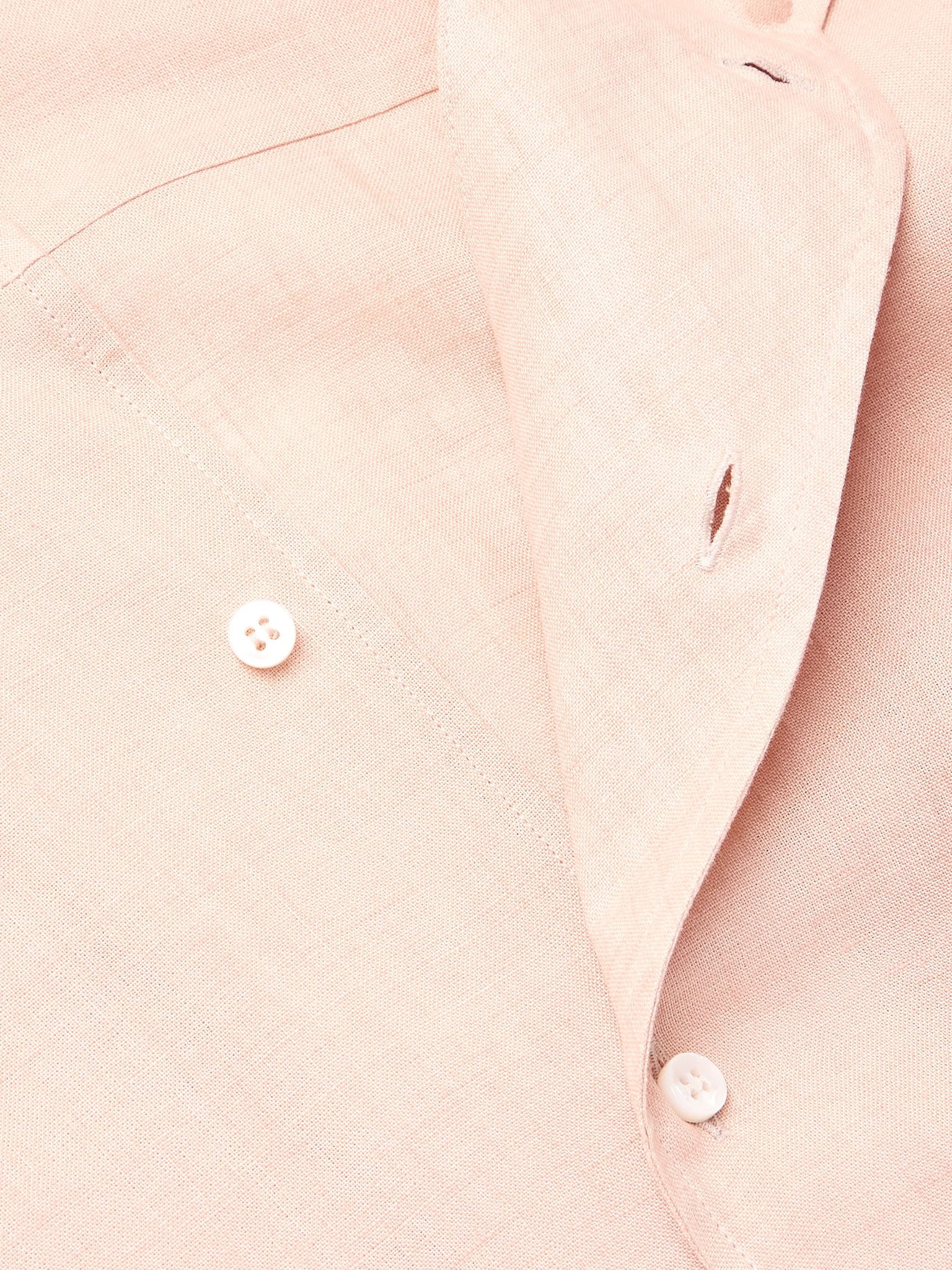 Federico Camp-Collar Linen Shirt Peach - 4