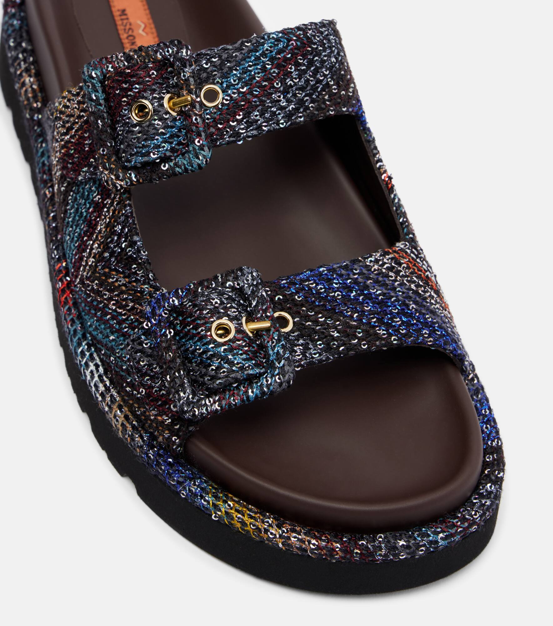 Zigzag sequined leather sandals - 5