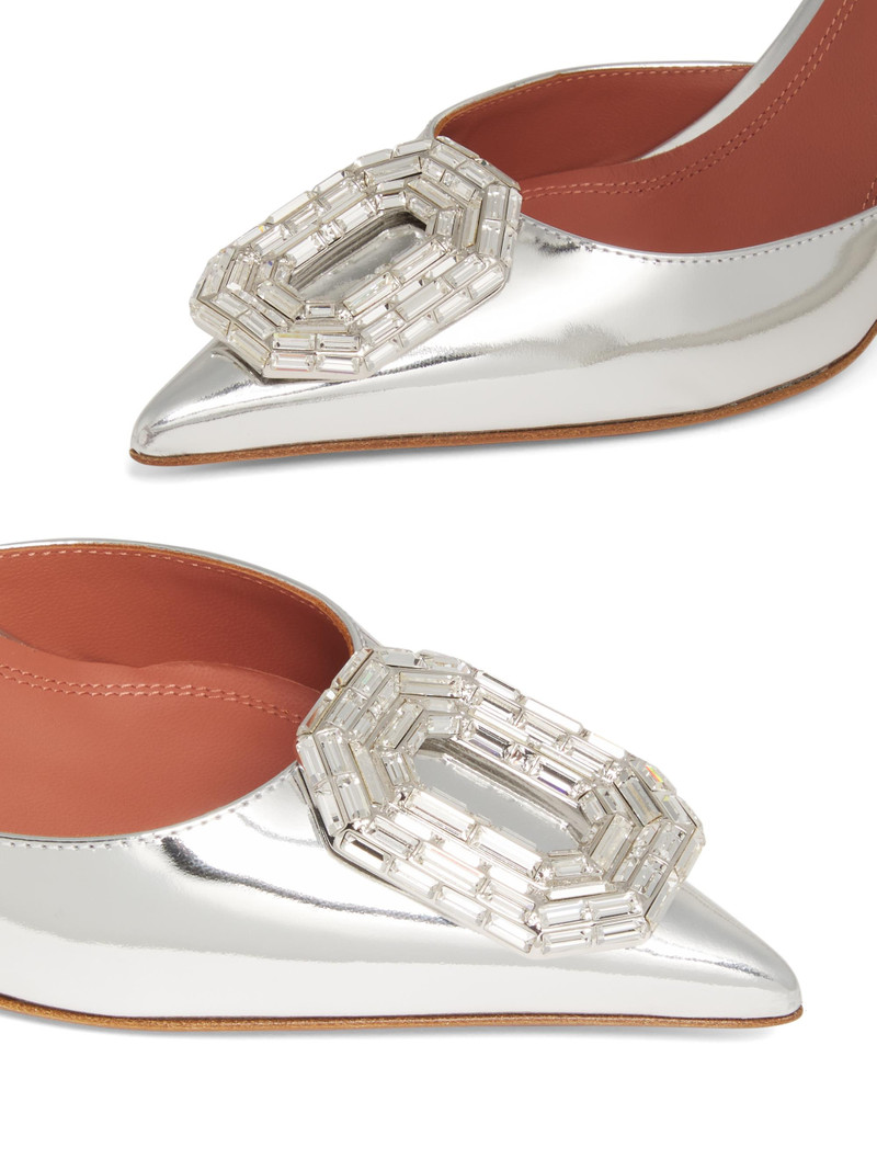 Women's Camelia 90MM Laminated Metallic Leather Slingback Pumps - Mirror Silver 6