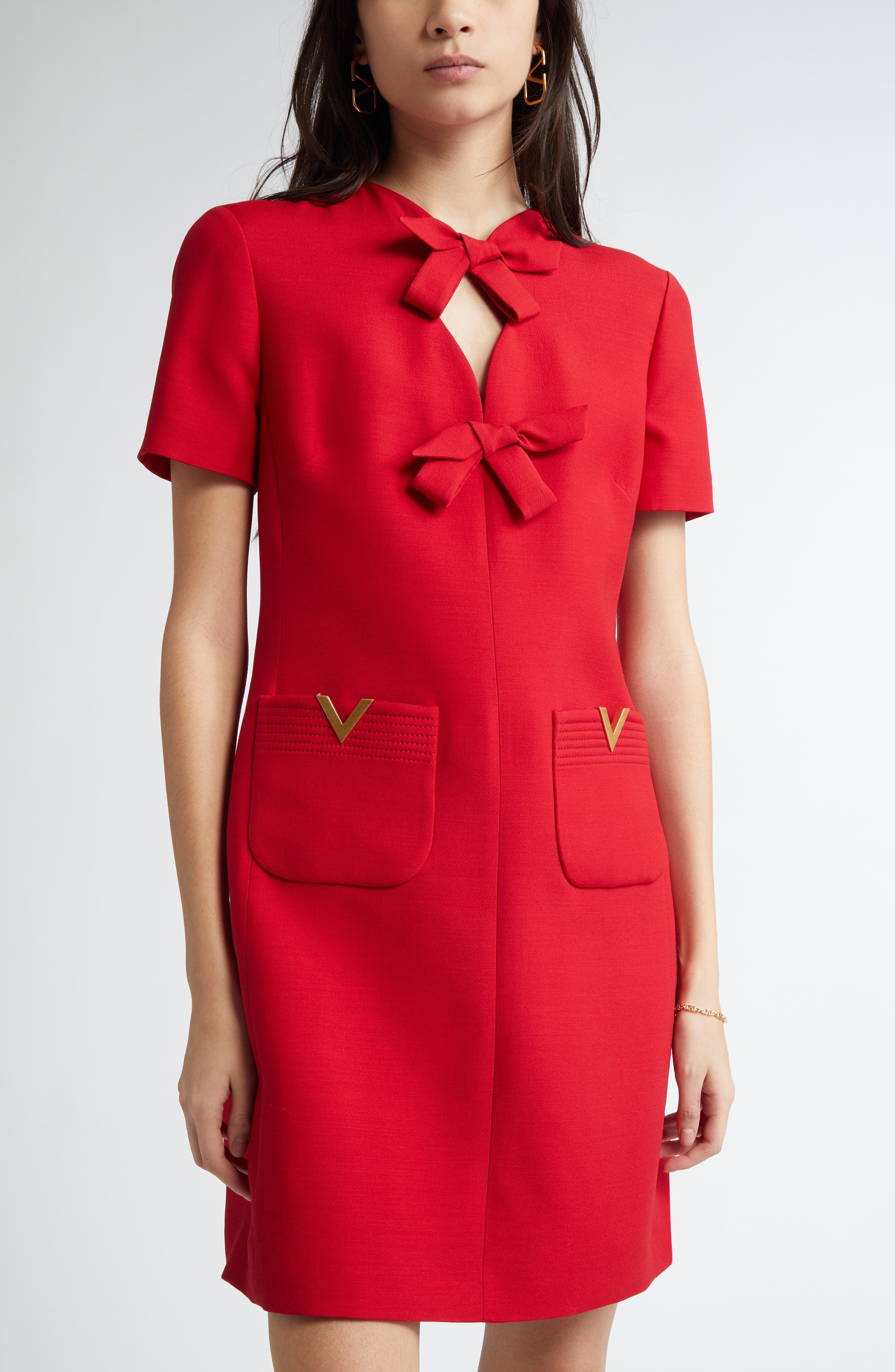 Valentino Garavani Bow Detail Crepe Couture Minidress in Paris at Nordstrom - 4