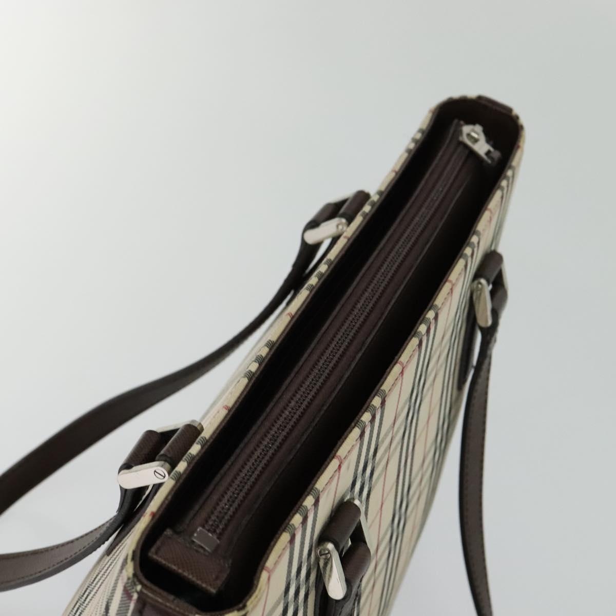 Burberry Nova Check Shoulder Bag Canvas Leather Beige Brown Silver - 6