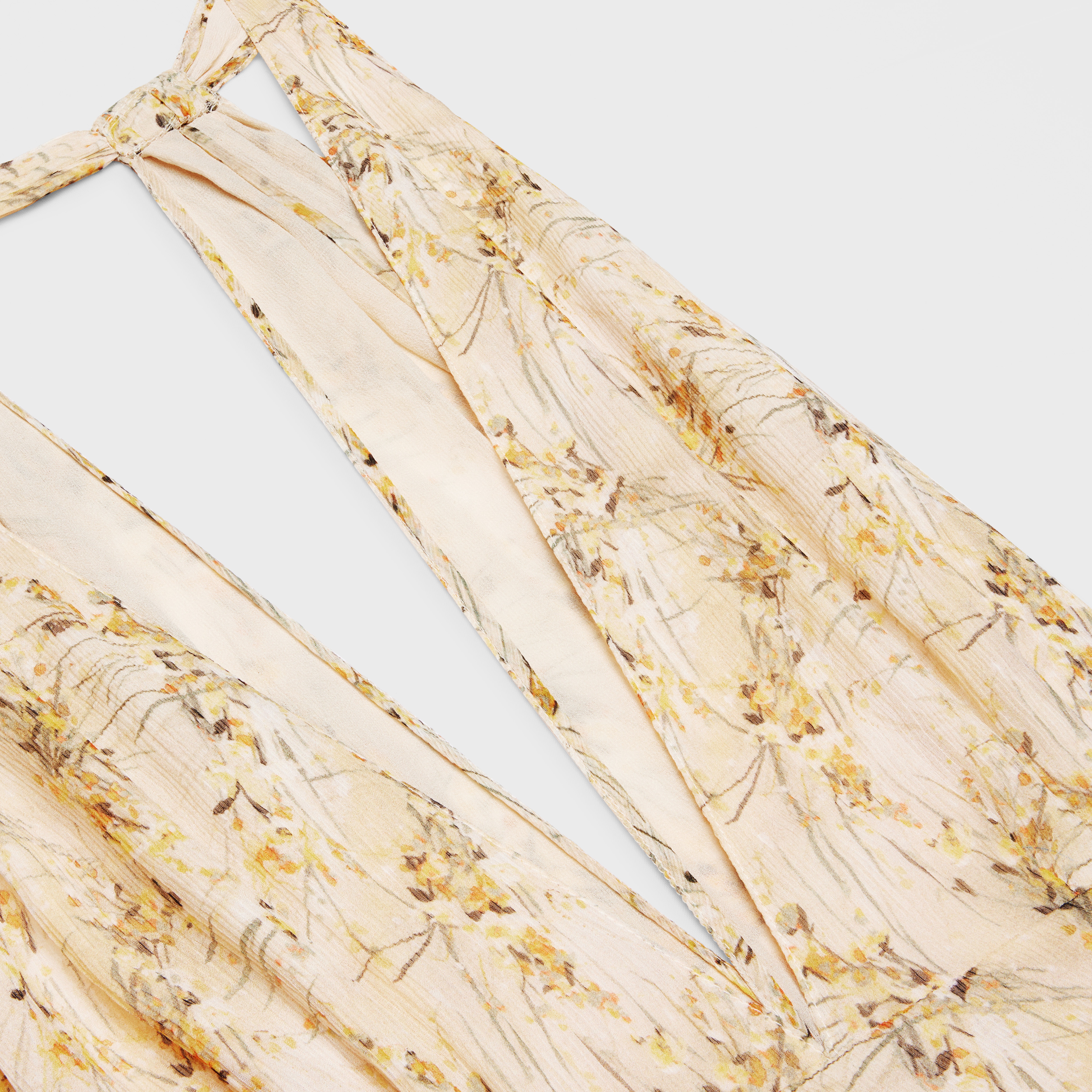low-cut foulard dress in silk crêpe - 3