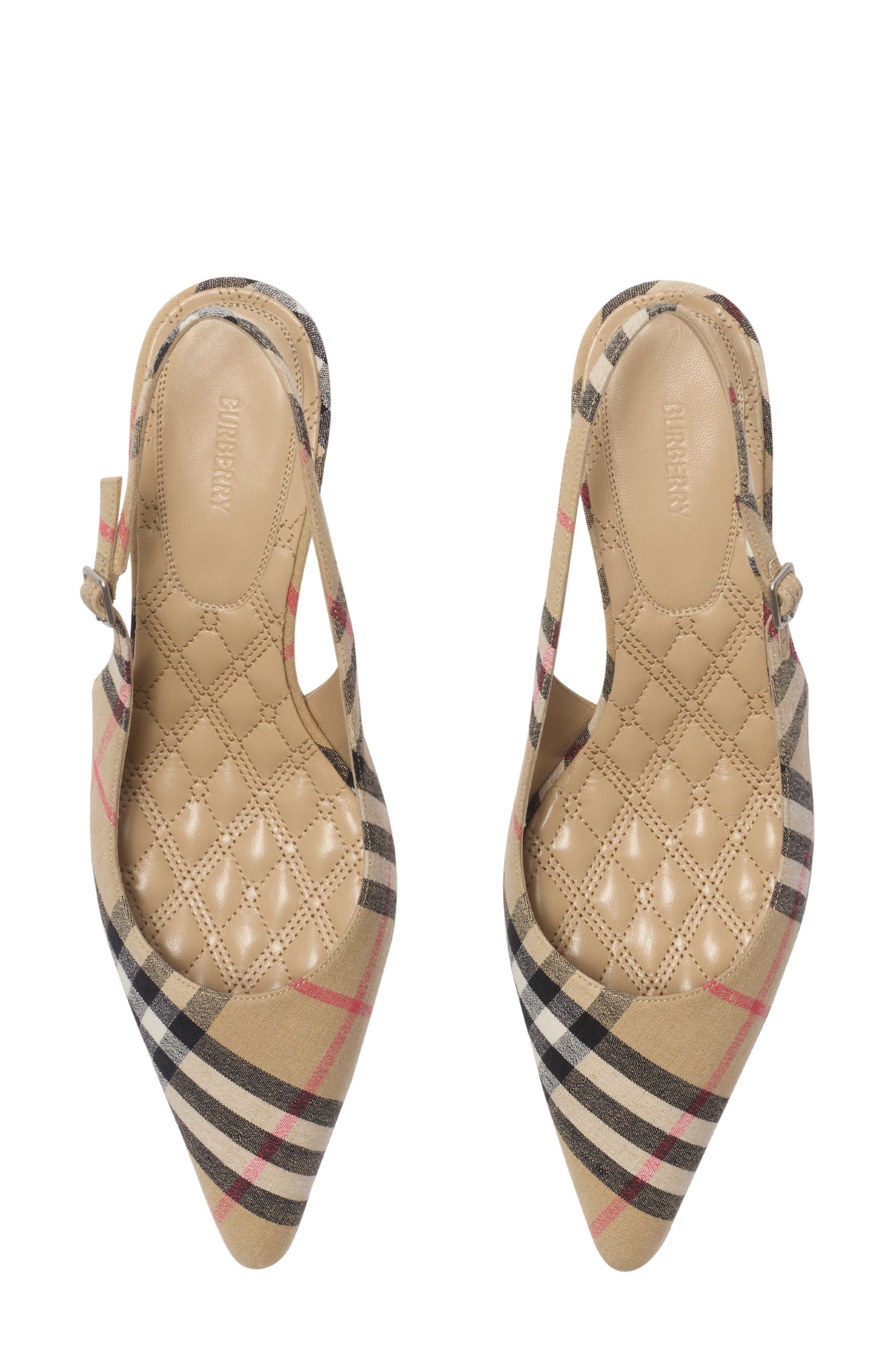 burberry Check Dame Pointed Toe Slingback Pump in Sand Ip Check at Nordstrom - 4
