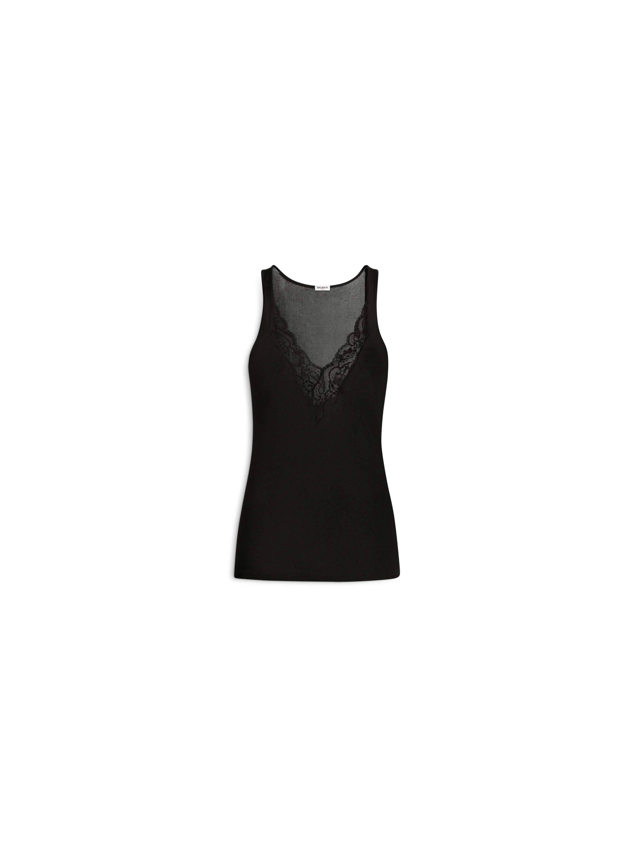 Knit vest top with lace - 1