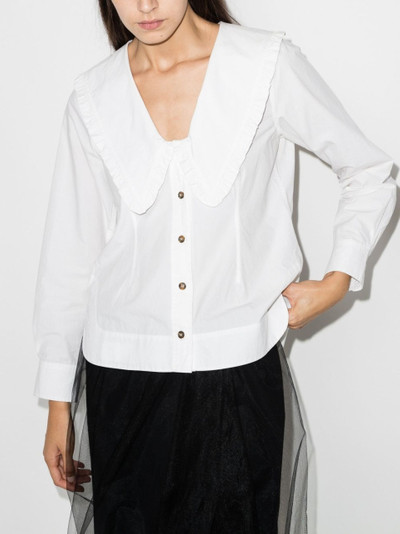 GANNI white oversized collar cotton blouse outlook