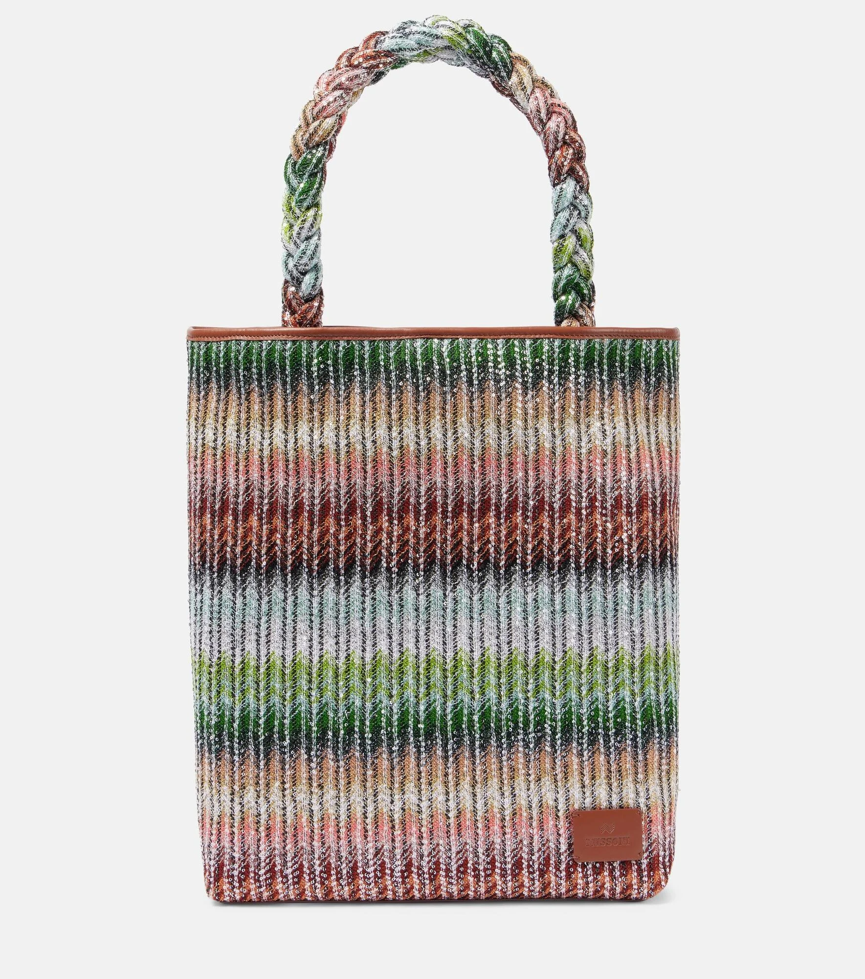 Zigzag Large leather-trimmed tote bag - 1